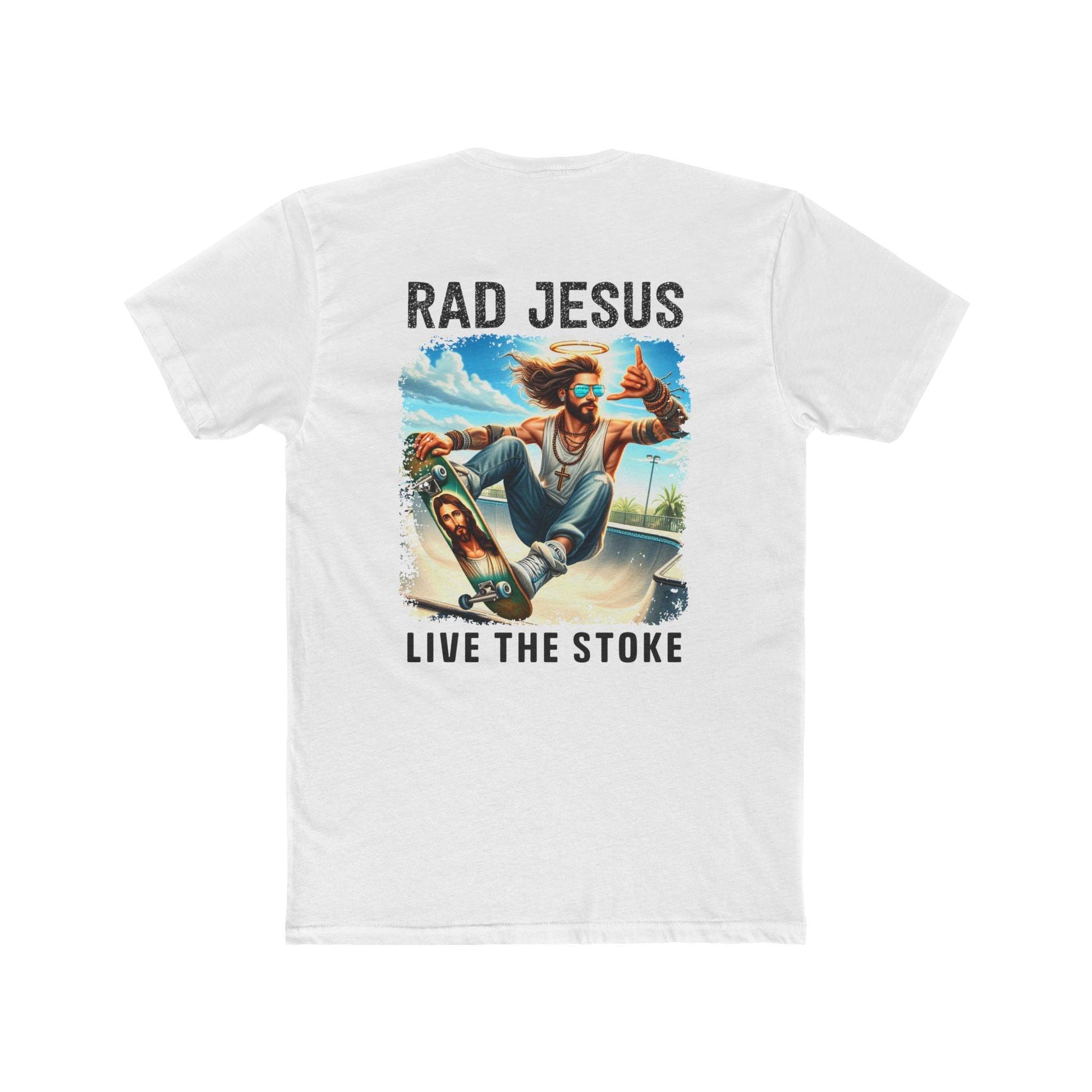 back of white double sided skater t-shirt