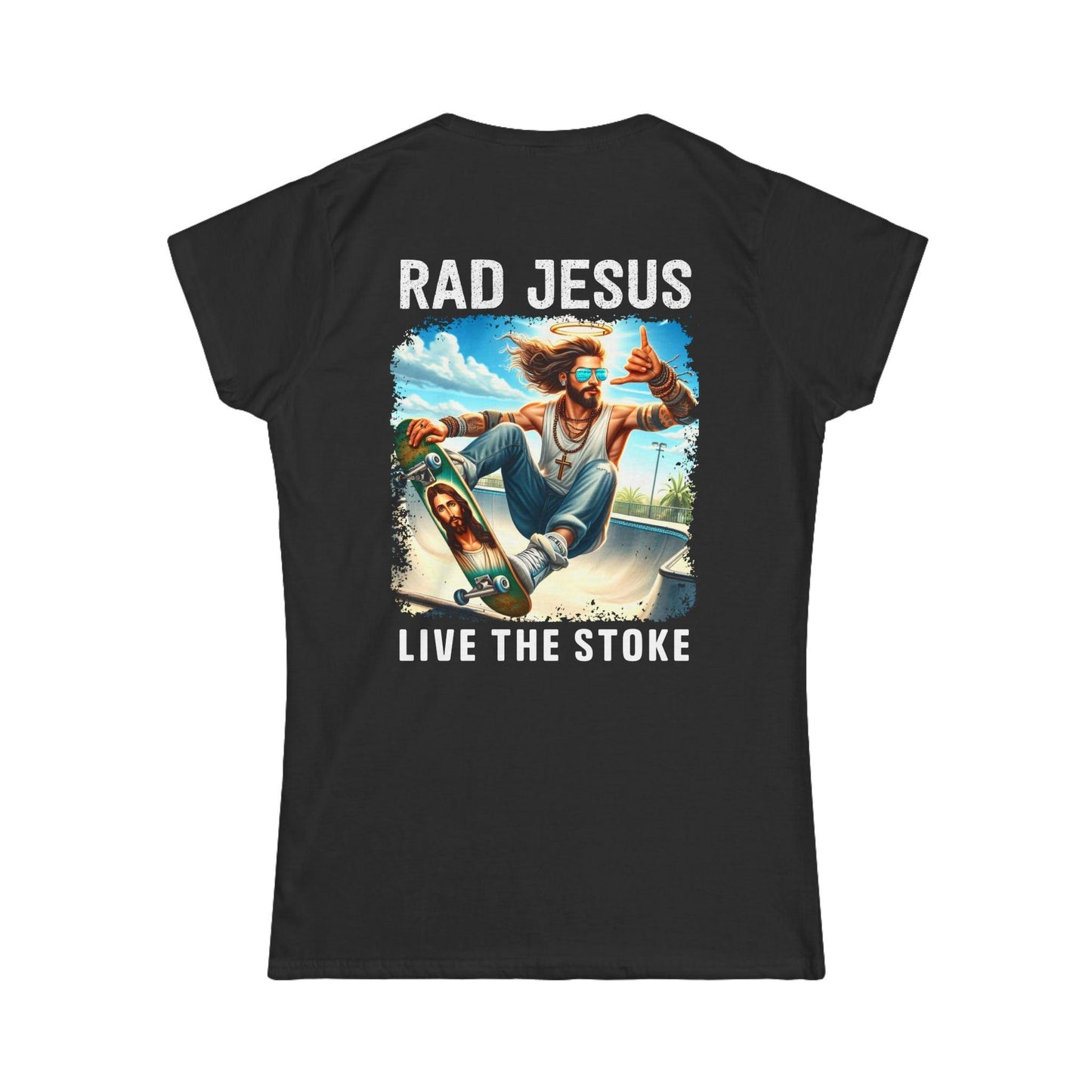 back of black women's double sided shirt