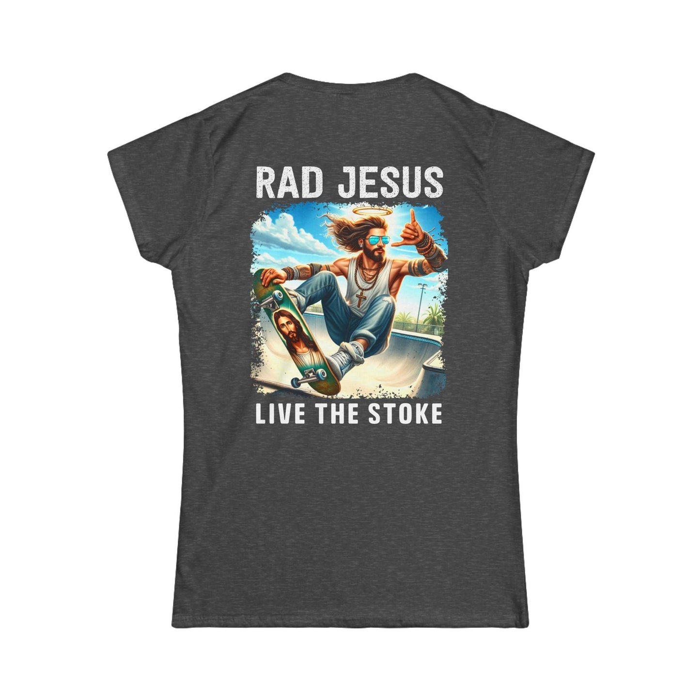back of dark grey women's double sided shirt