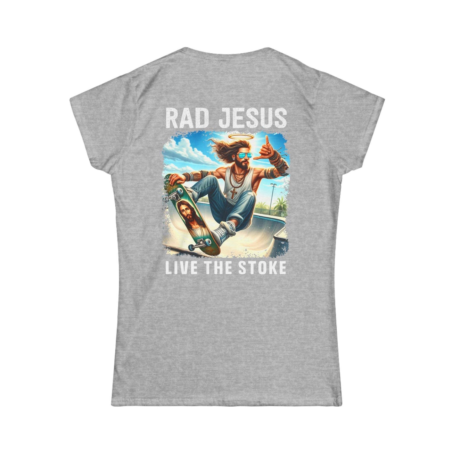back of light grey women's double sided shirt
