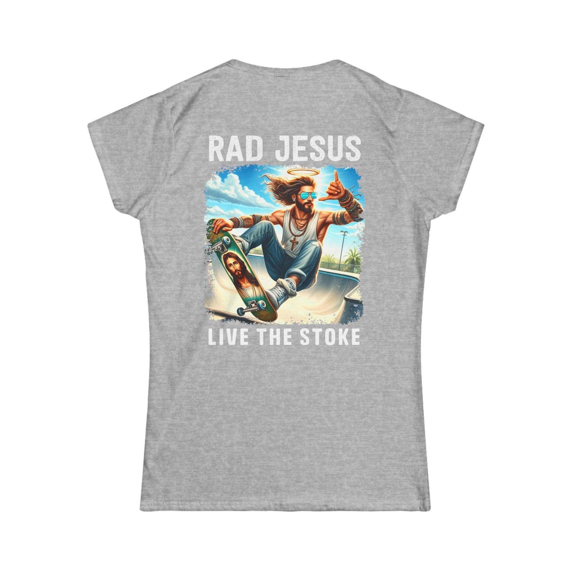 back of light grey women's double sided shirt