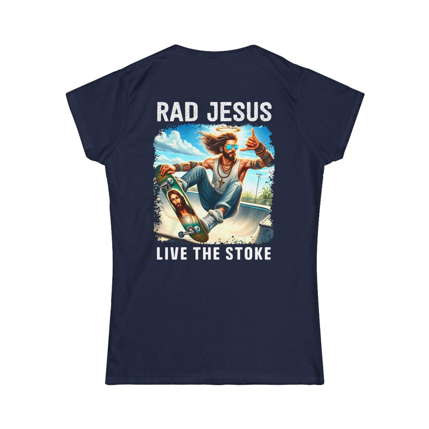 back of navy blue women's double sided shirt