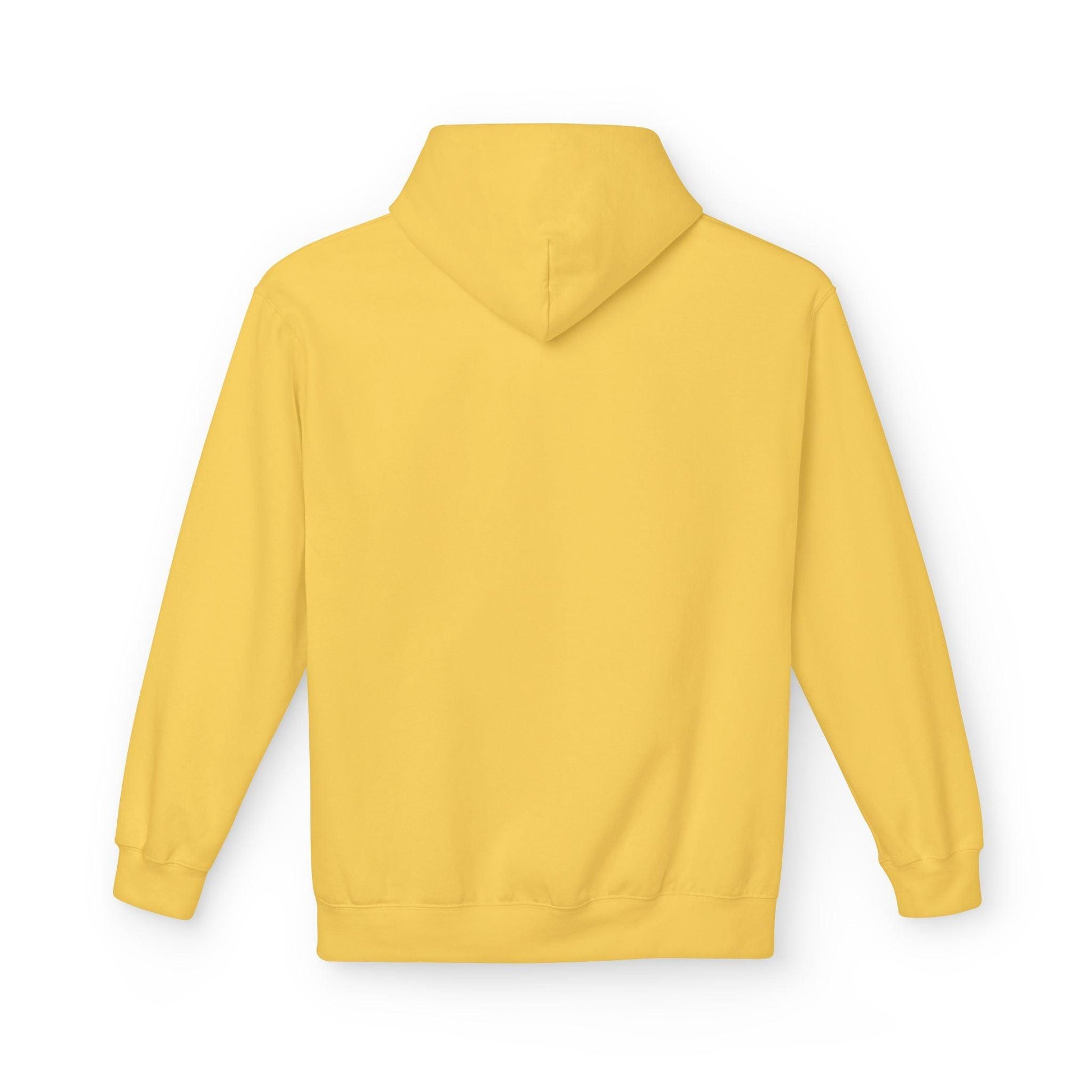 back of yellow surfer hoodie