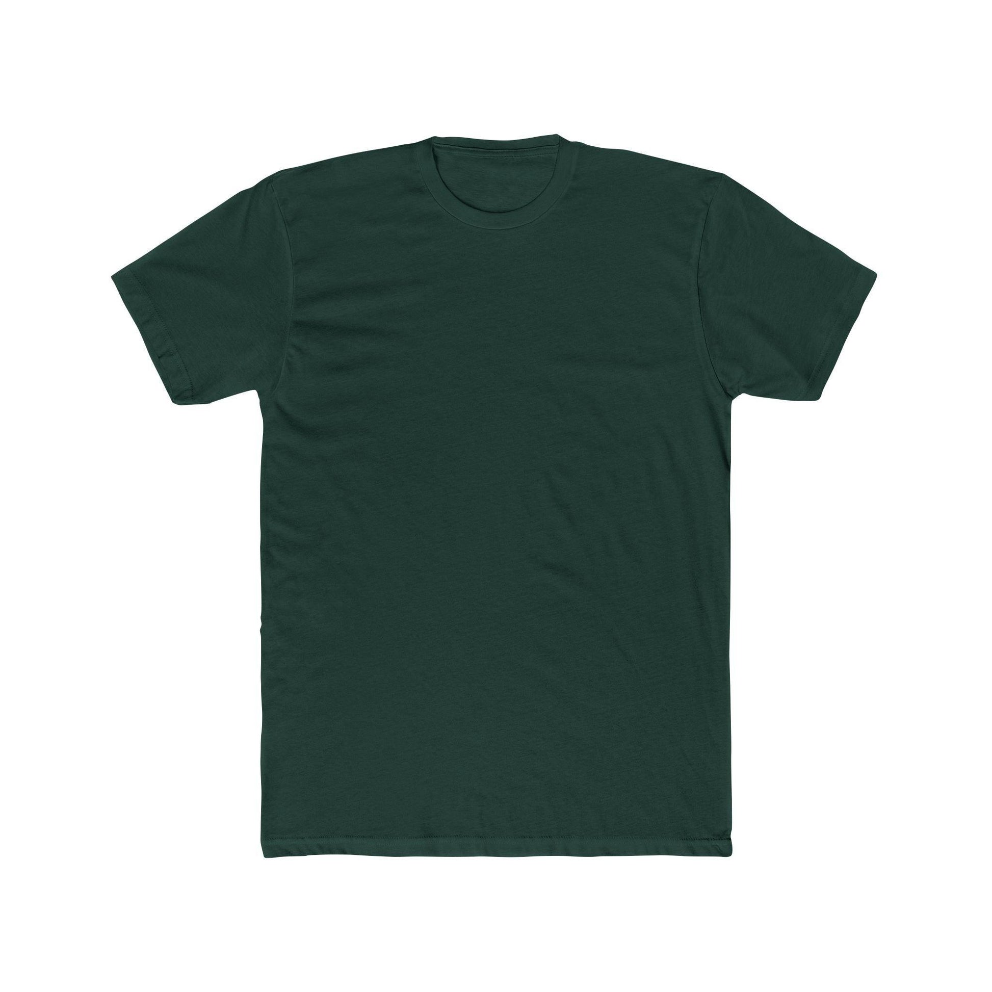front of darker green back print surf tee