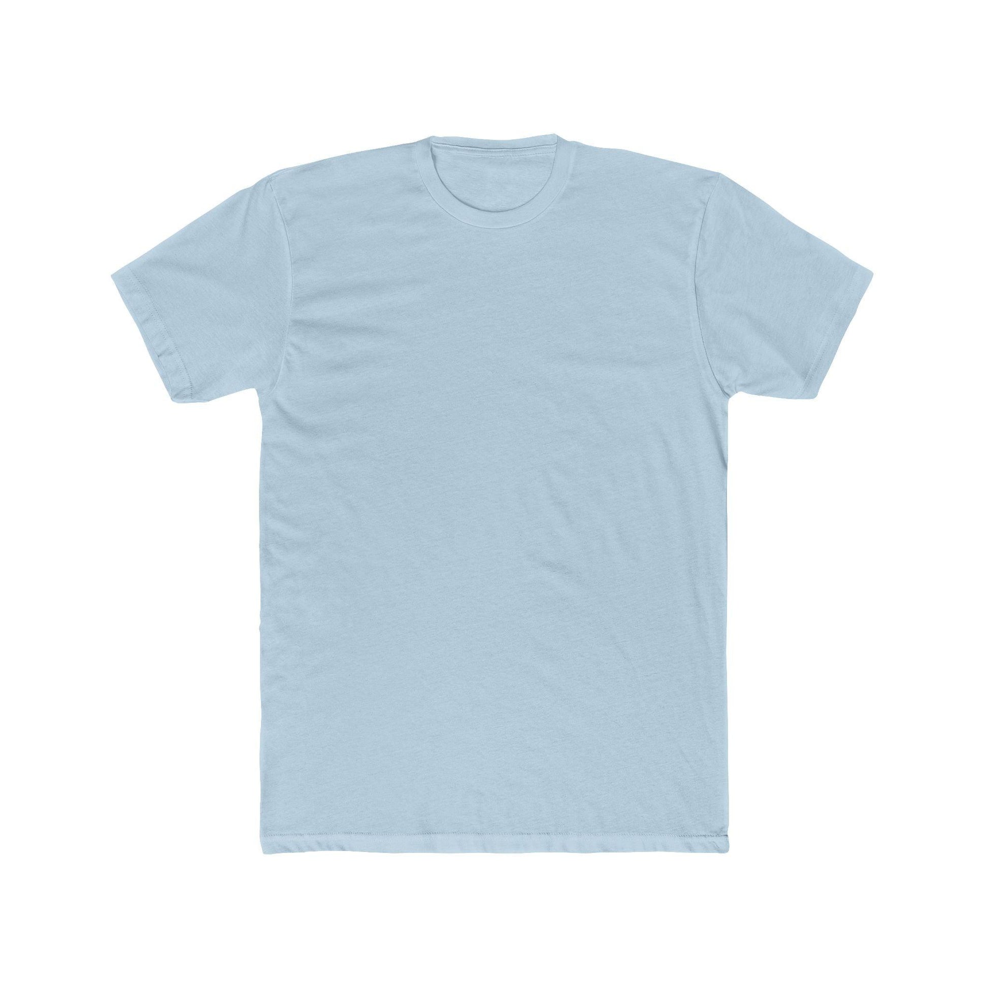 front of sky blue back print surf tee