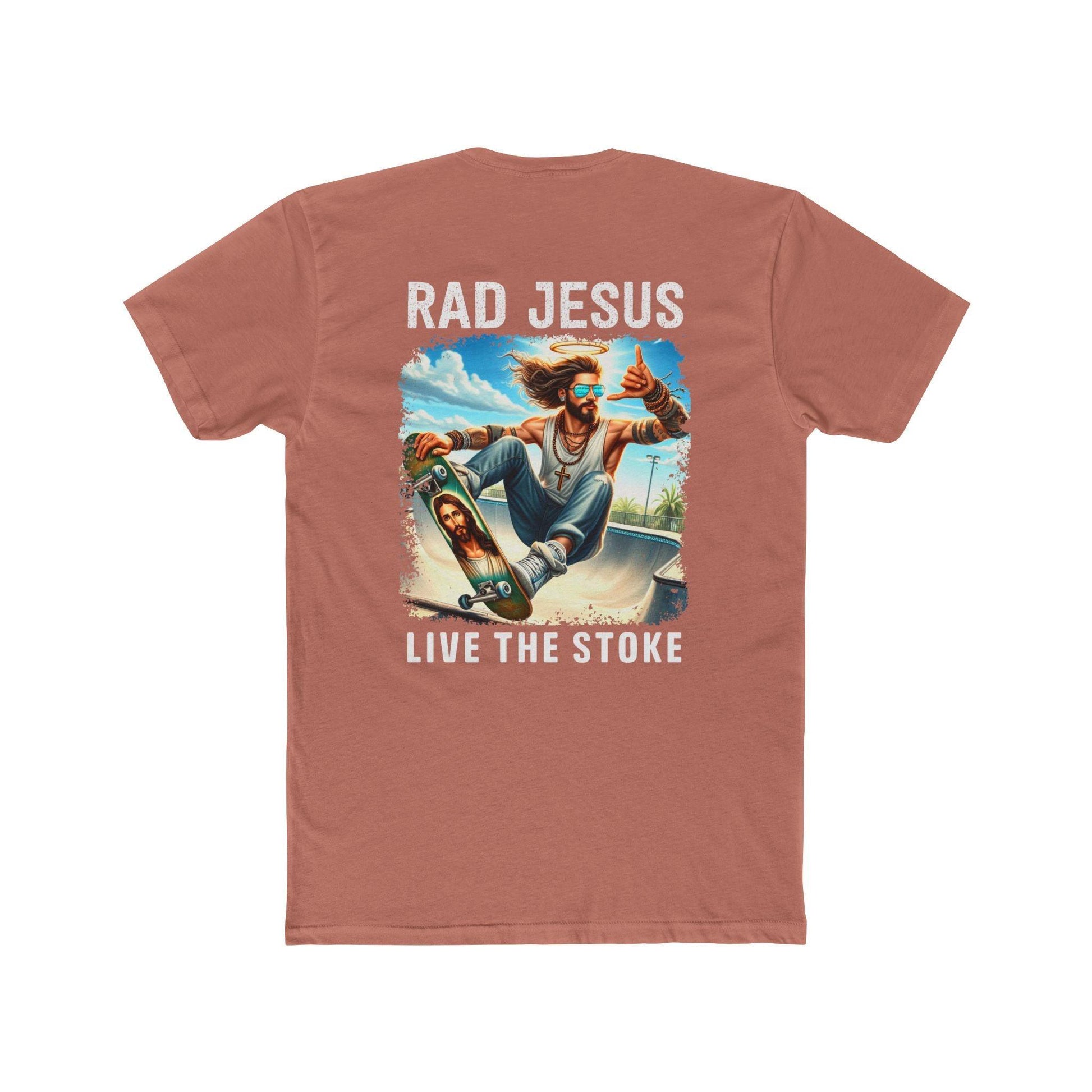 front of santa fe double sided skater t-shirt