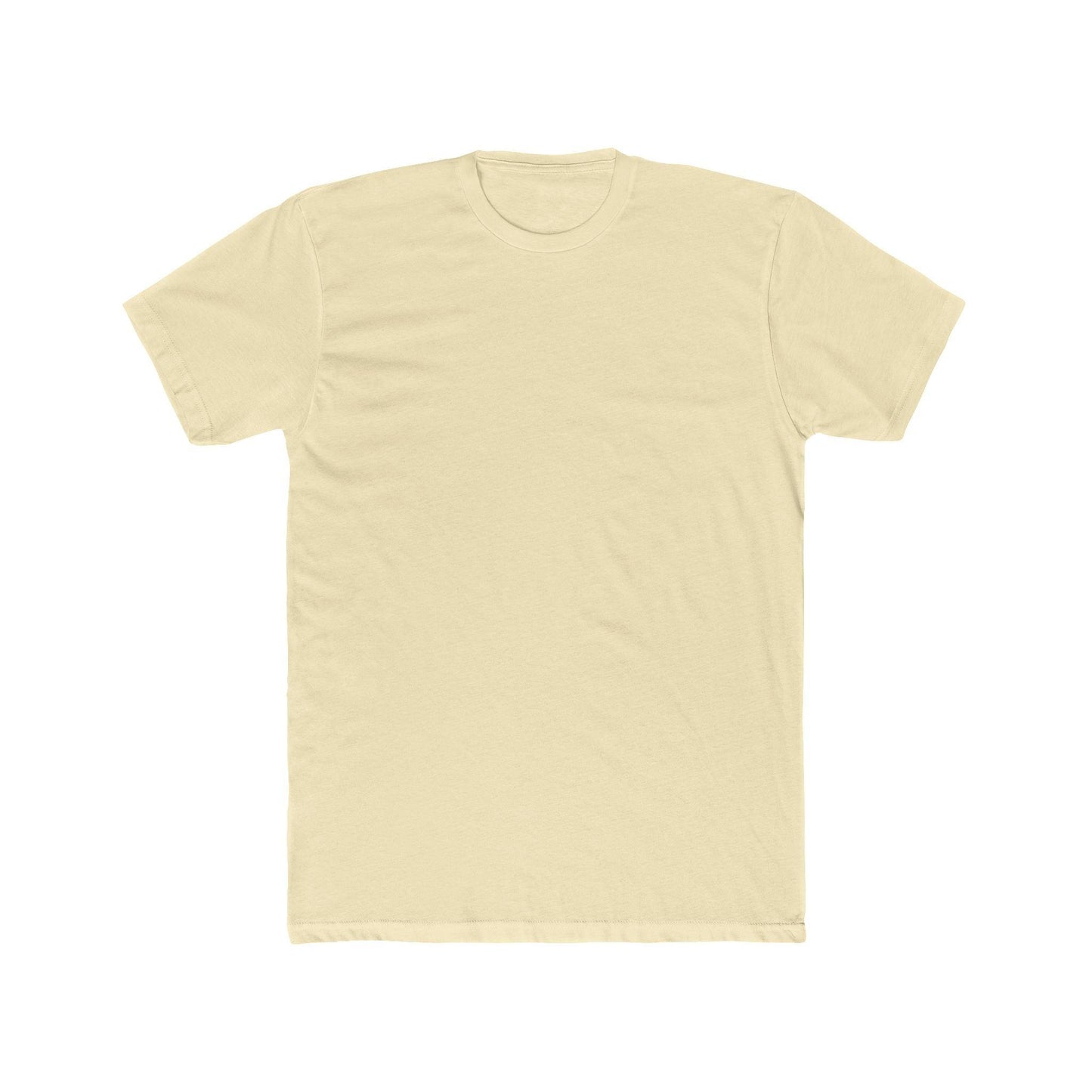 front of light yellow back print skater shirt