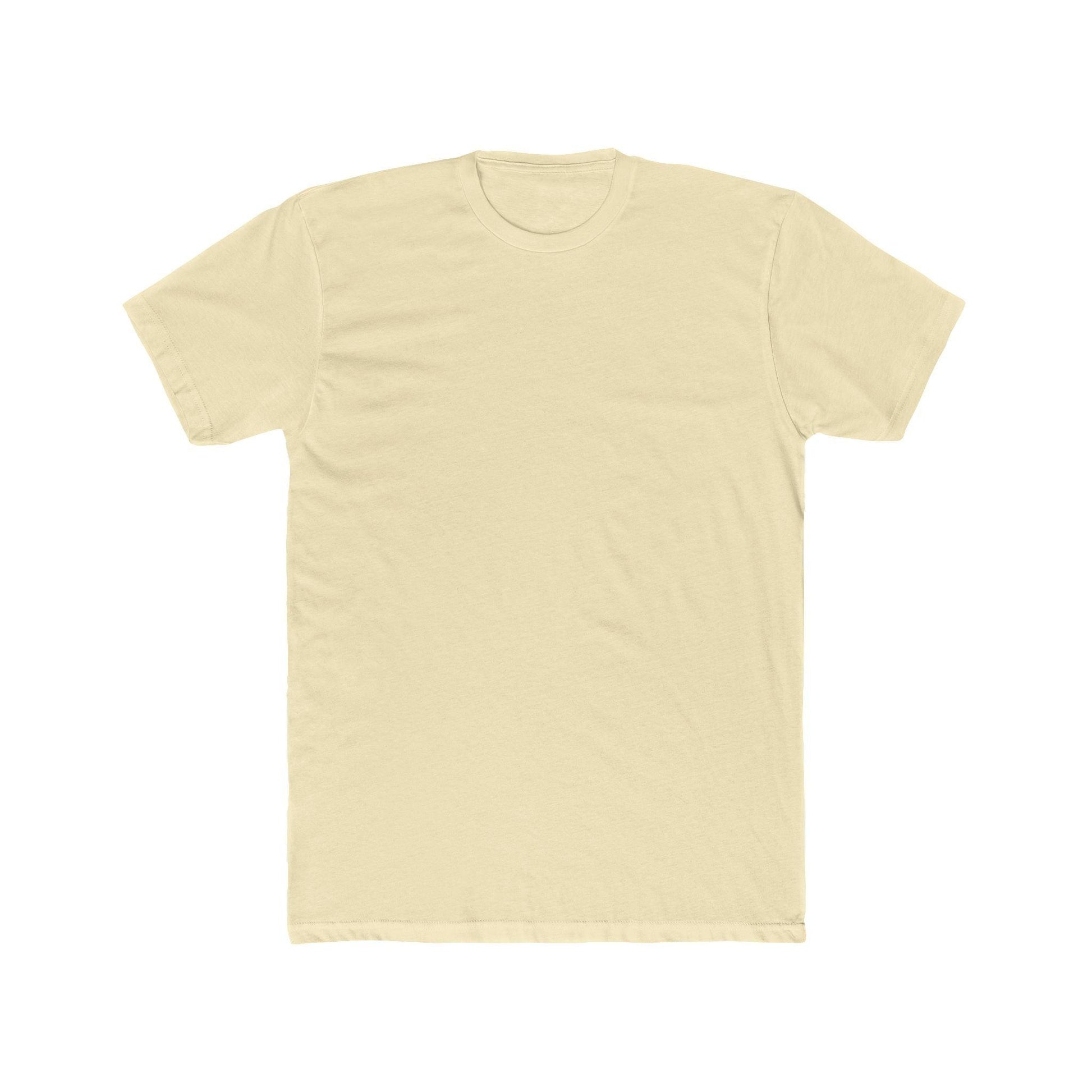 front of light yellow back print skater shirt