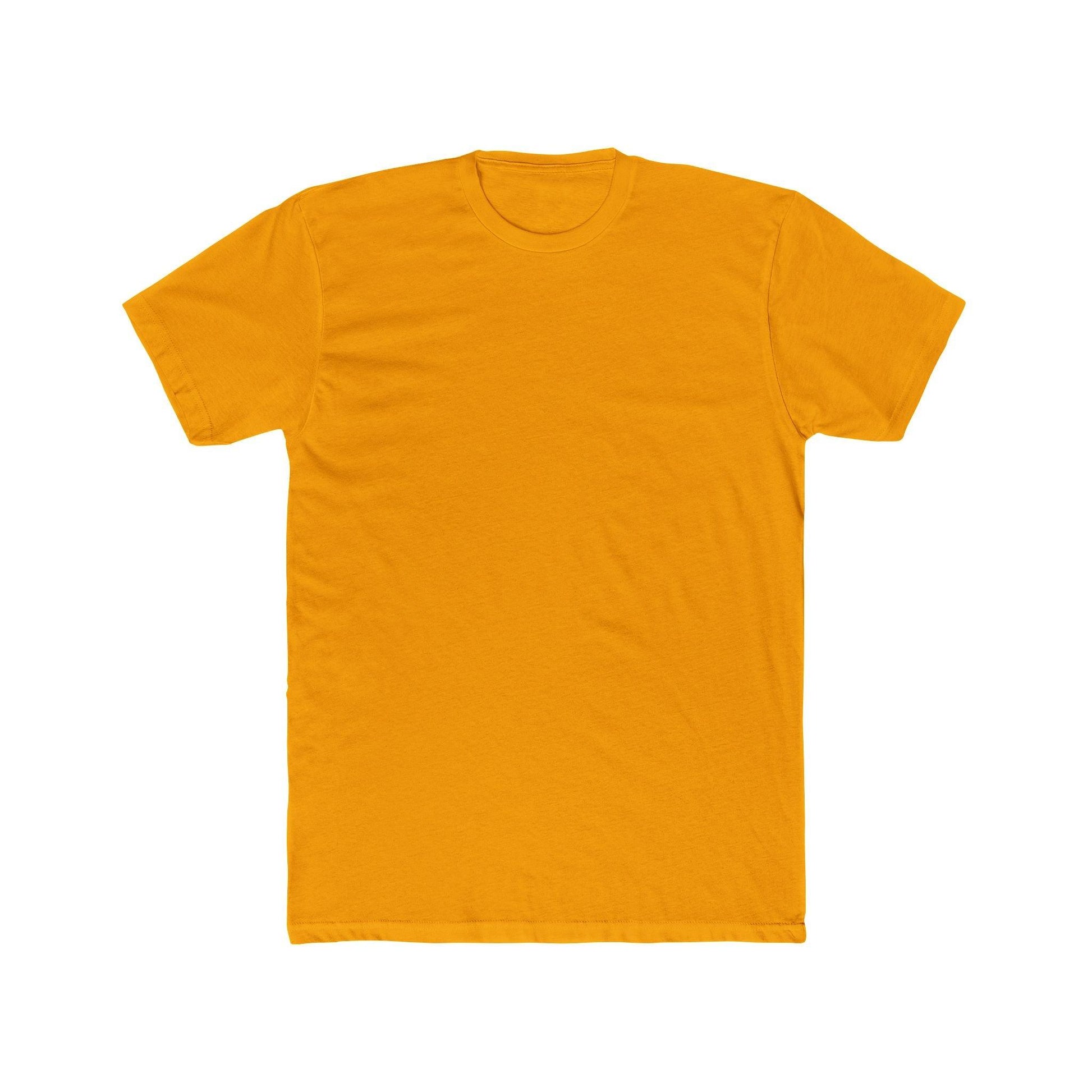 front of orange back print skater shirt