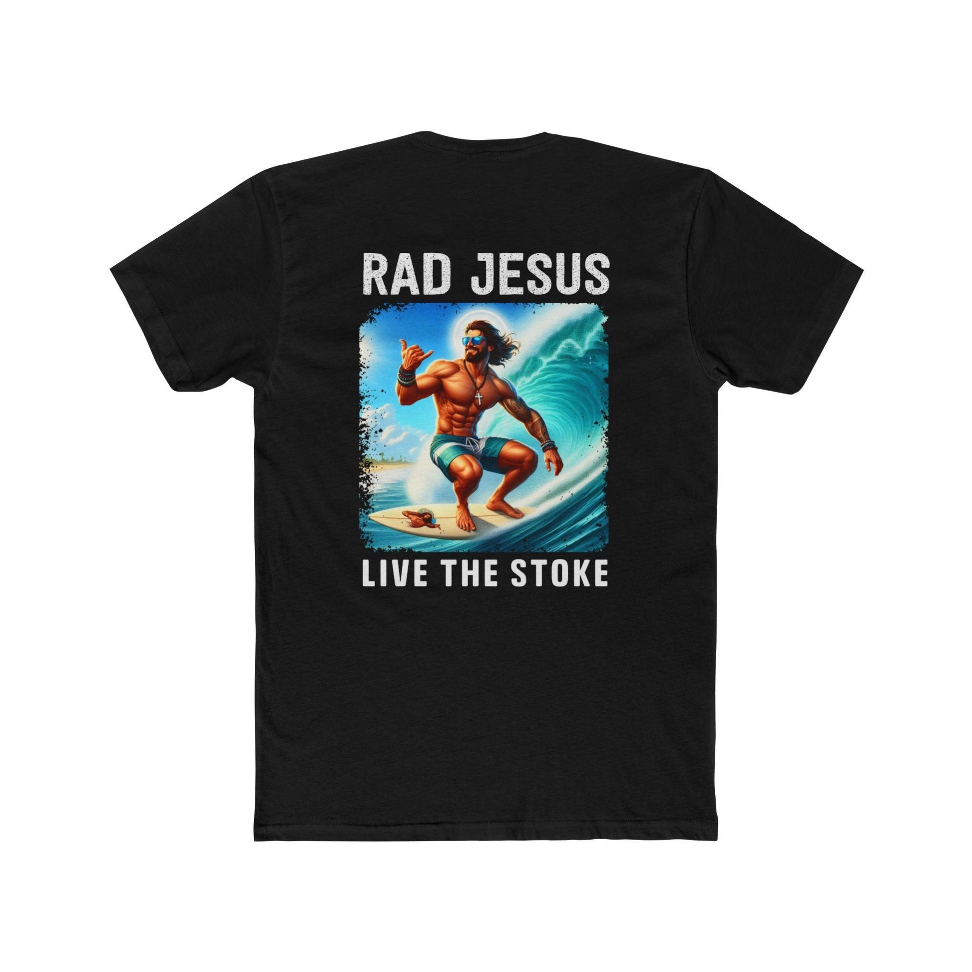 black back print surf tee