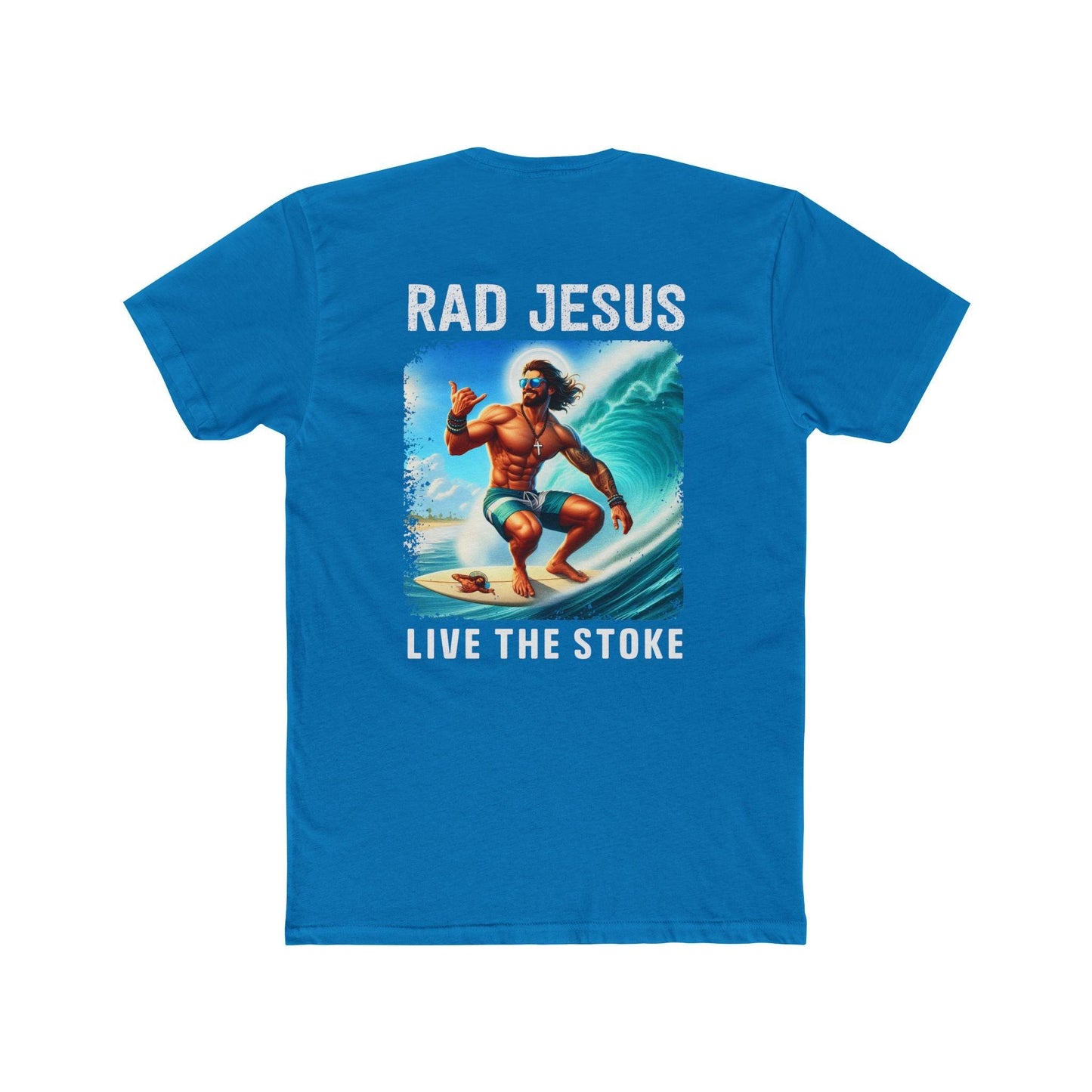 blue back print surf tee