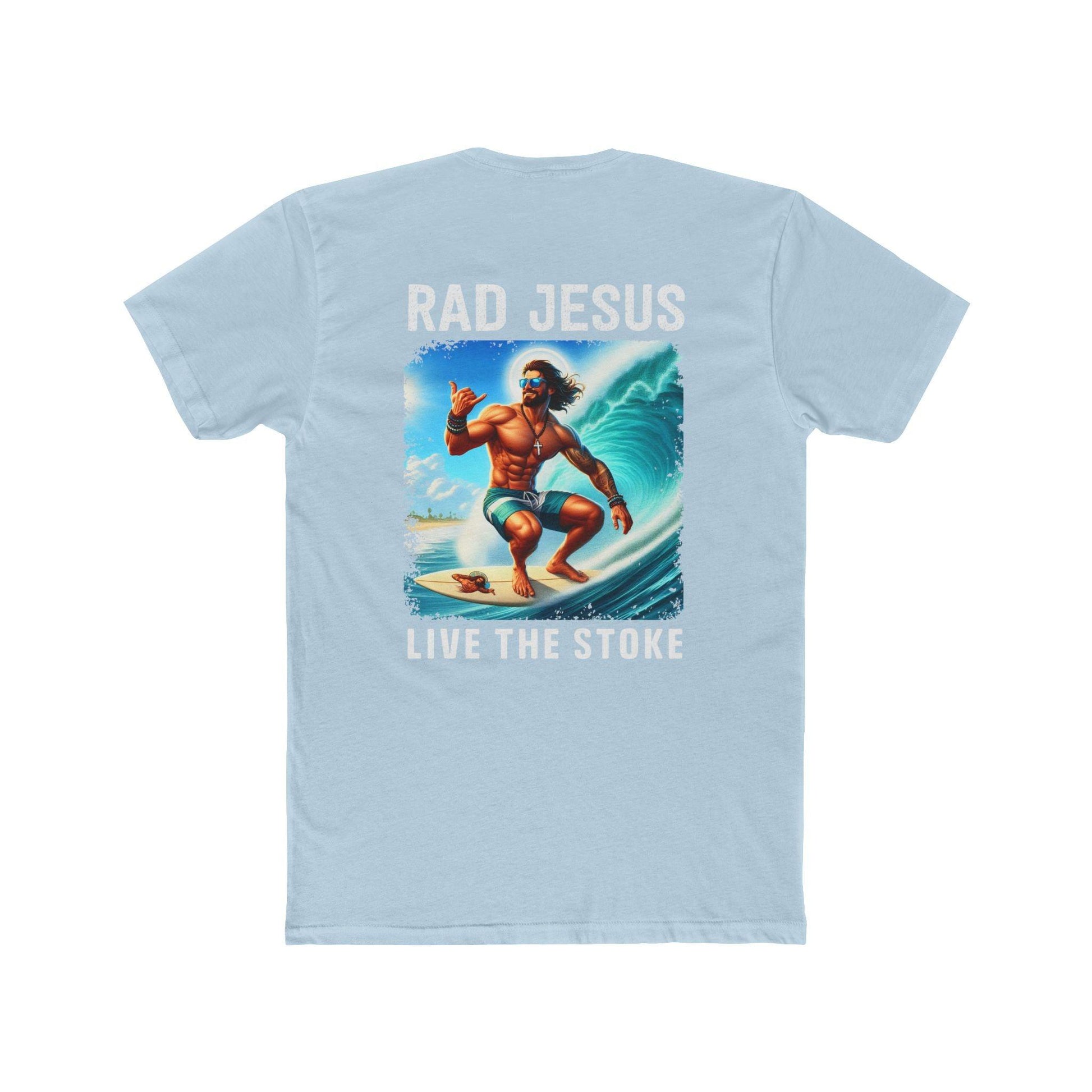sky blue back print surf tee