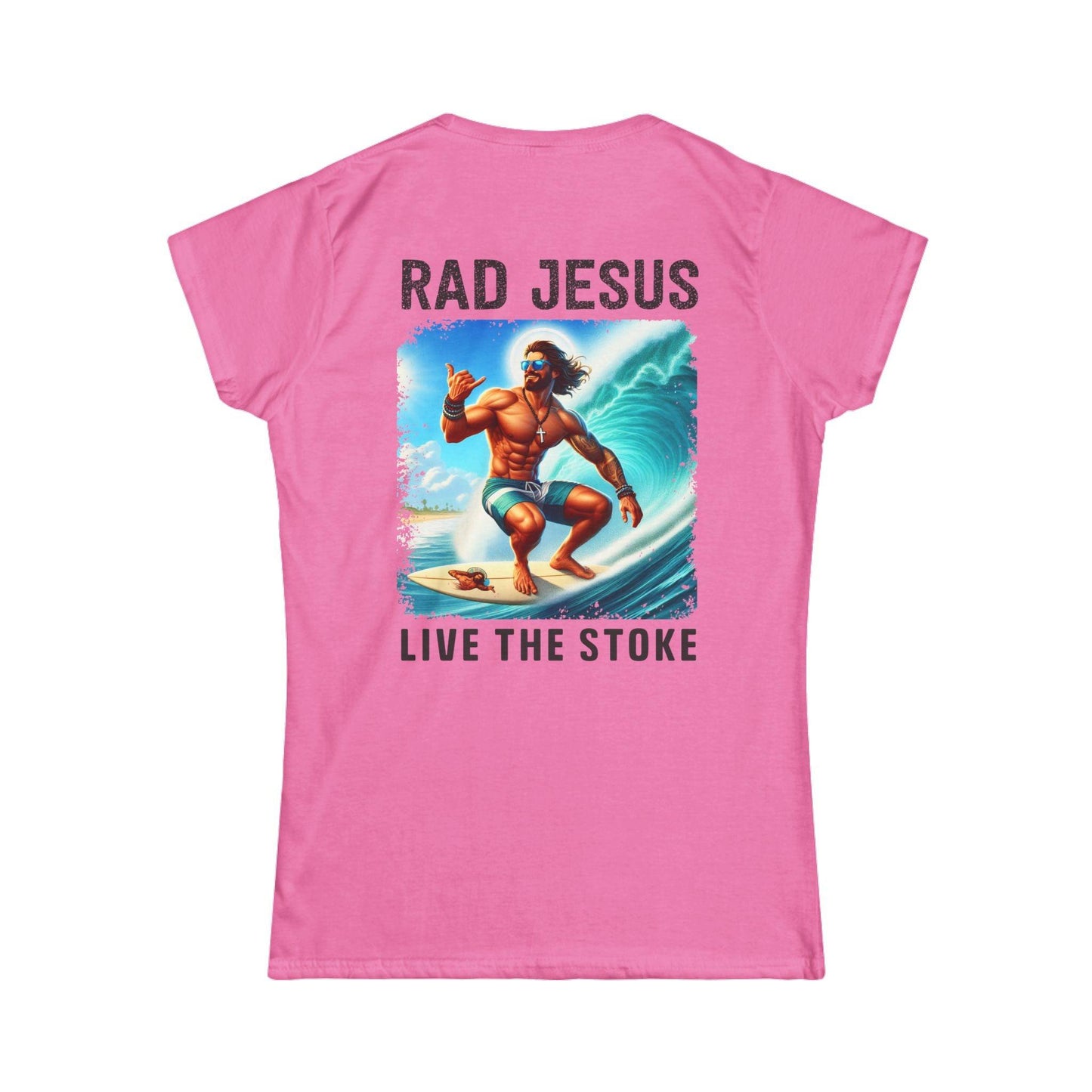 pink back print women's surf tee
