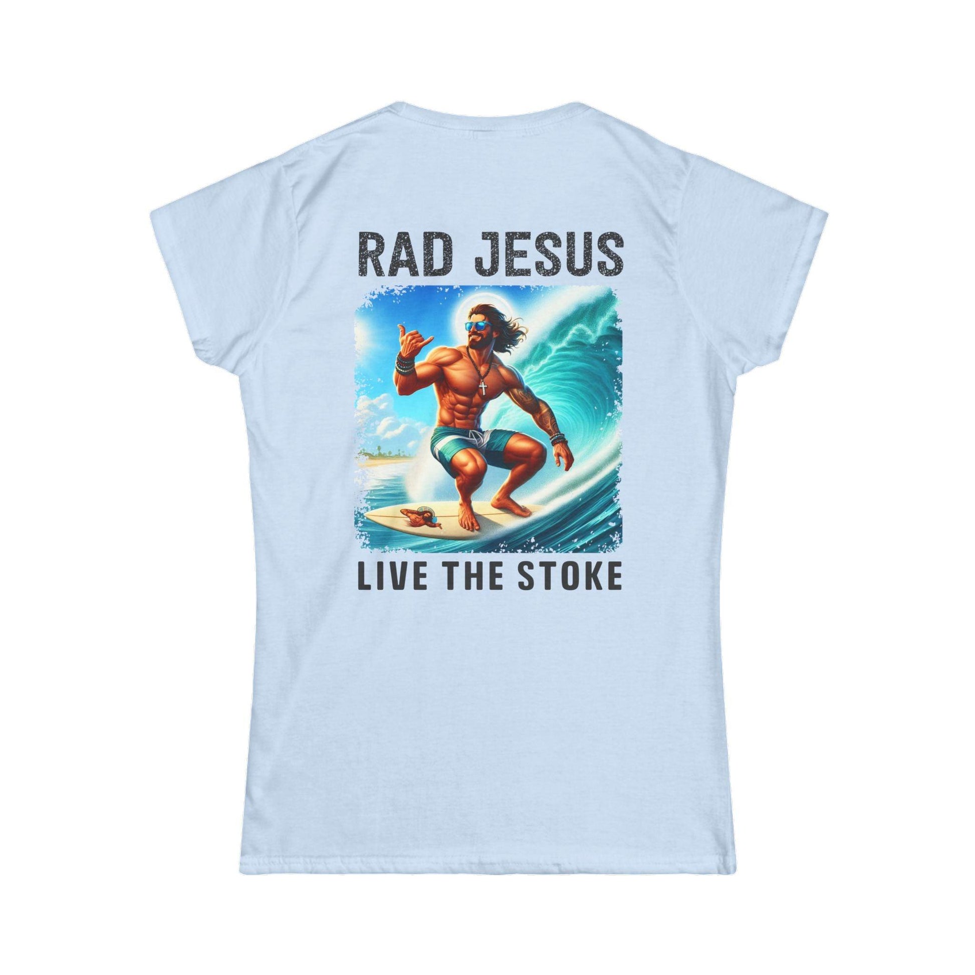 sky blue back print women's surf tee