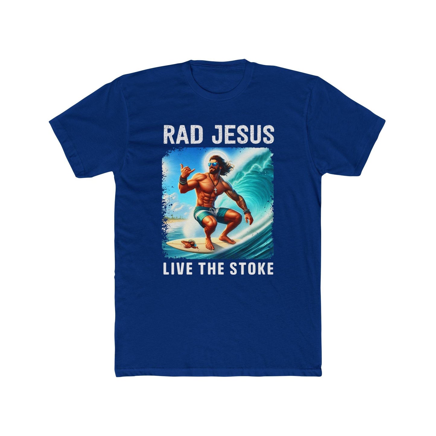 darker blue front print surf t-shirt