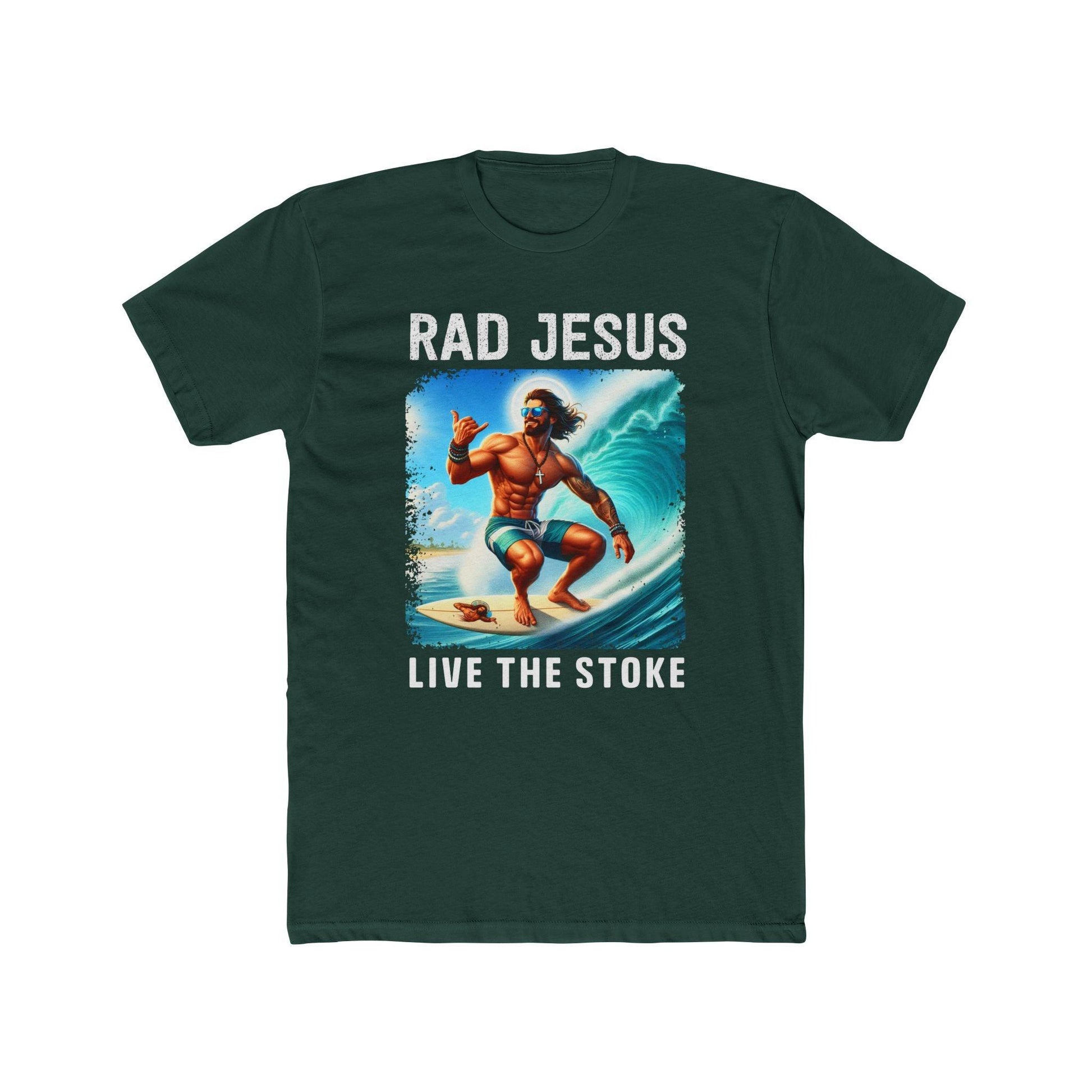 darker green front print surf t-shirt