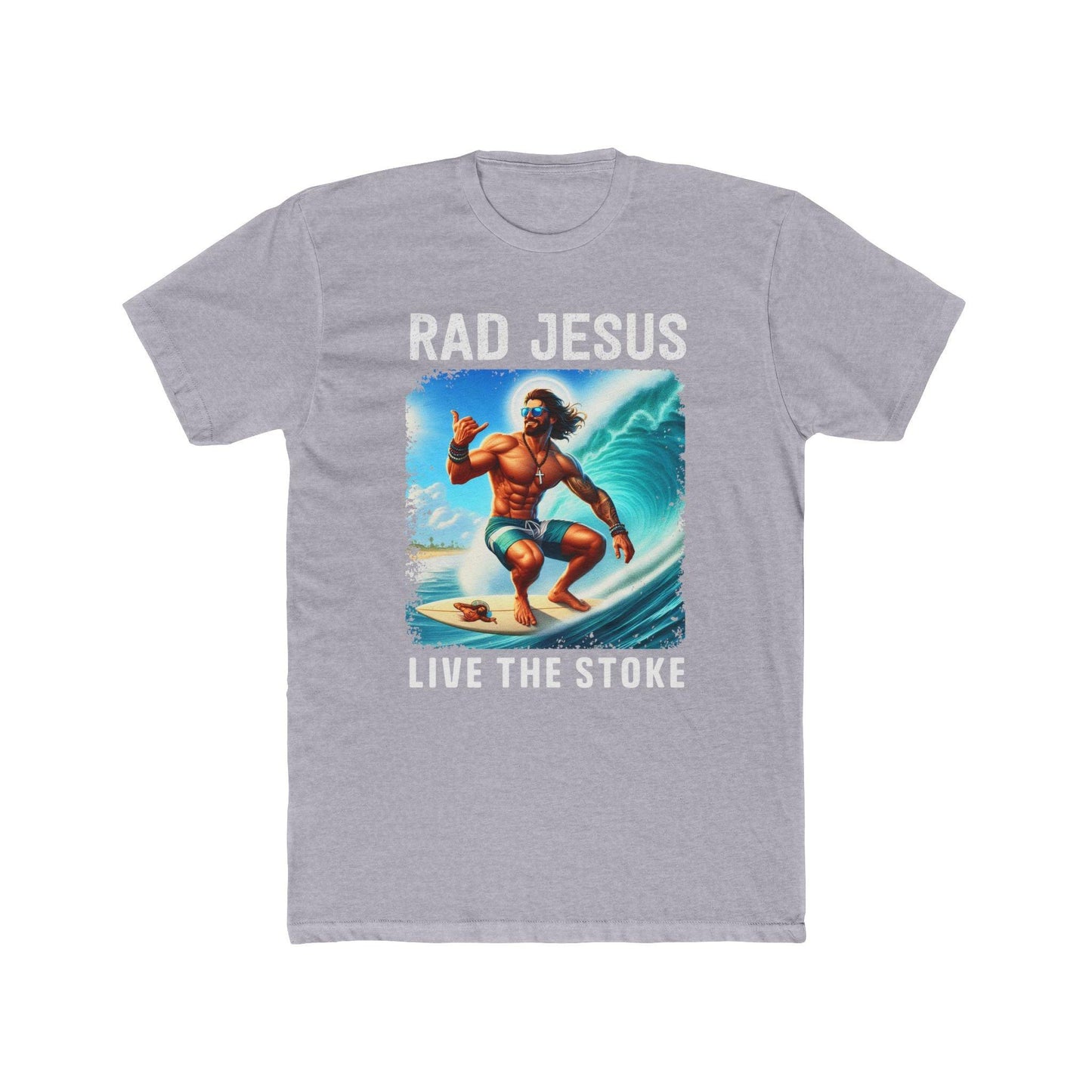 light grey front print surf t-shirt
