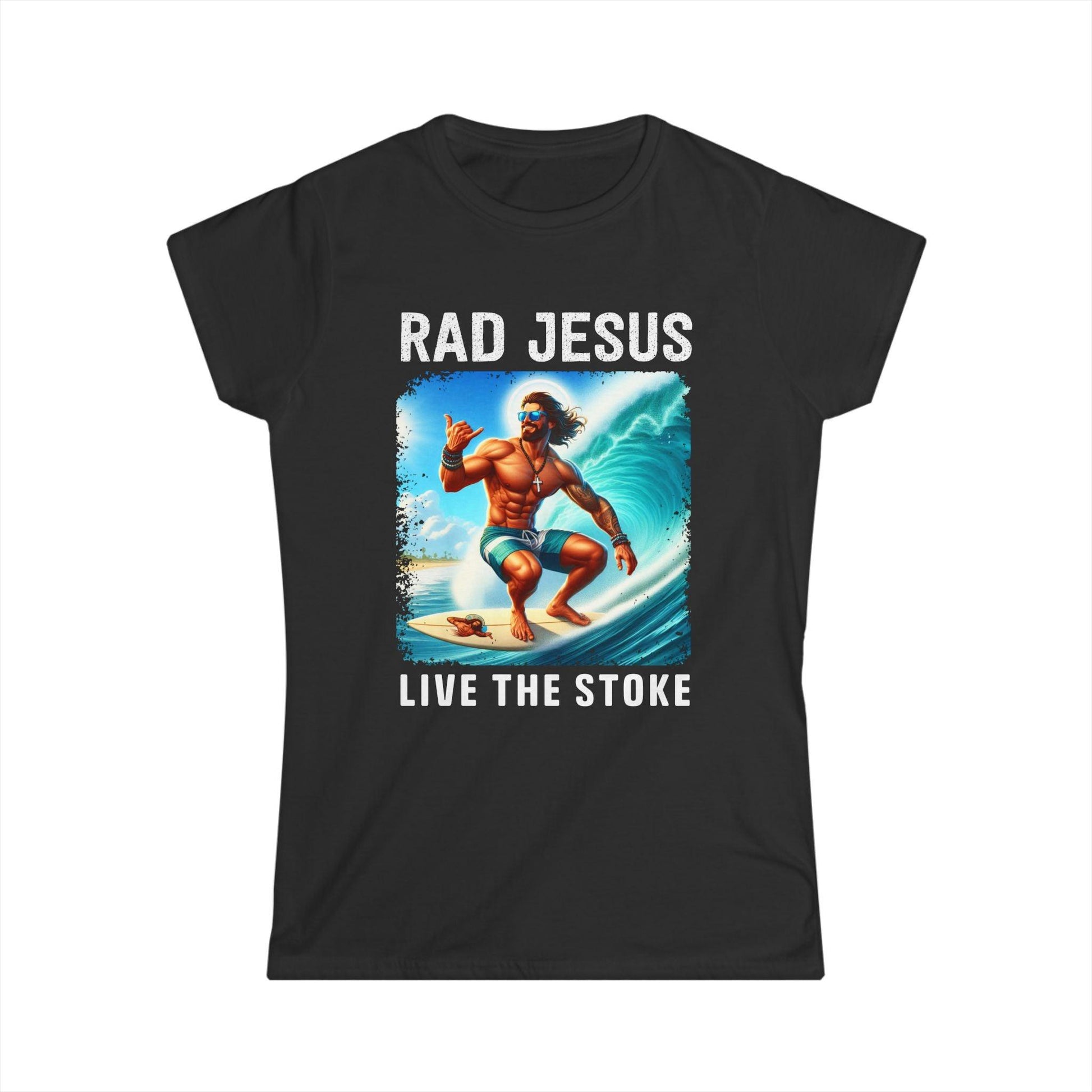 black front print women's surf shirt
