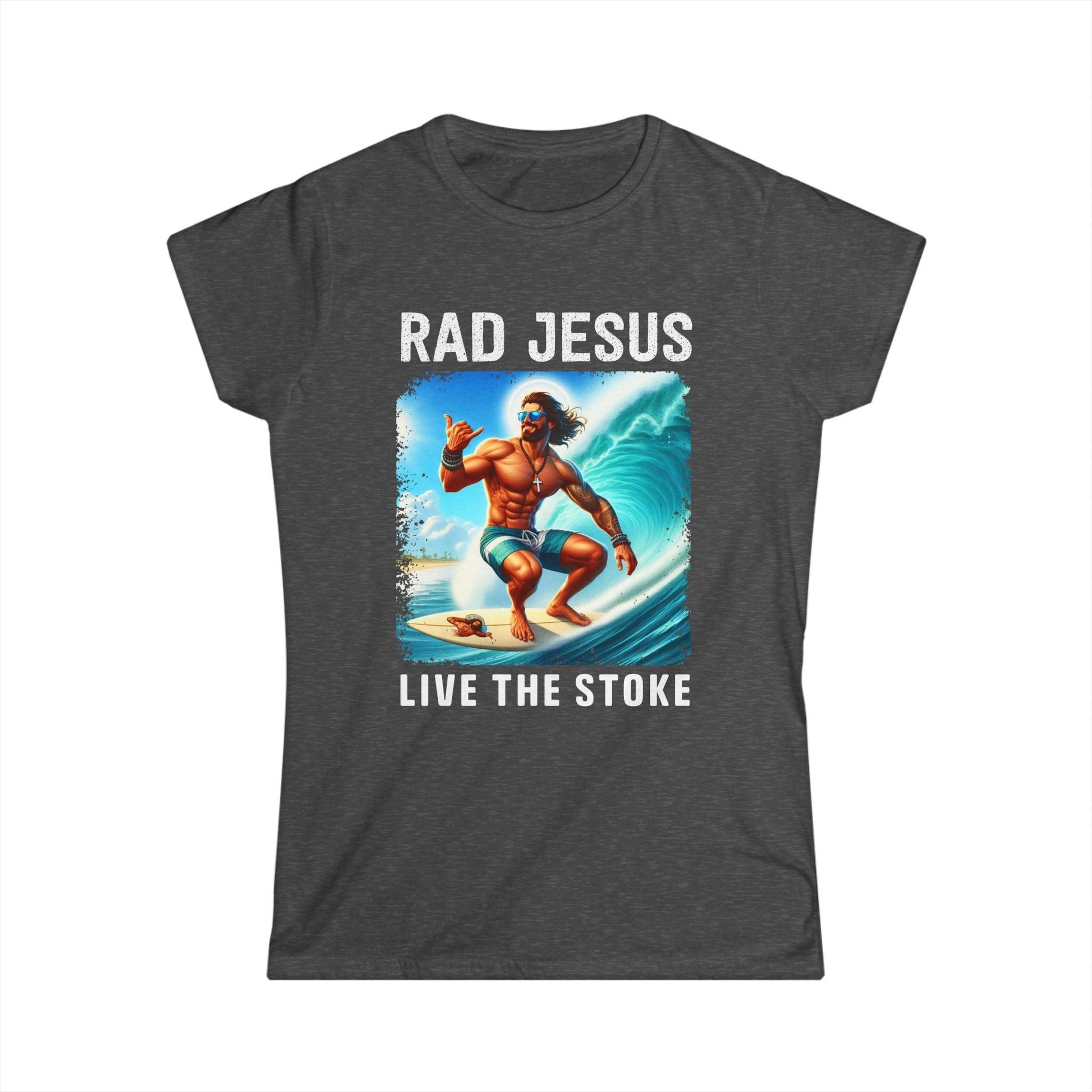 dark grey front print women's surf shirt