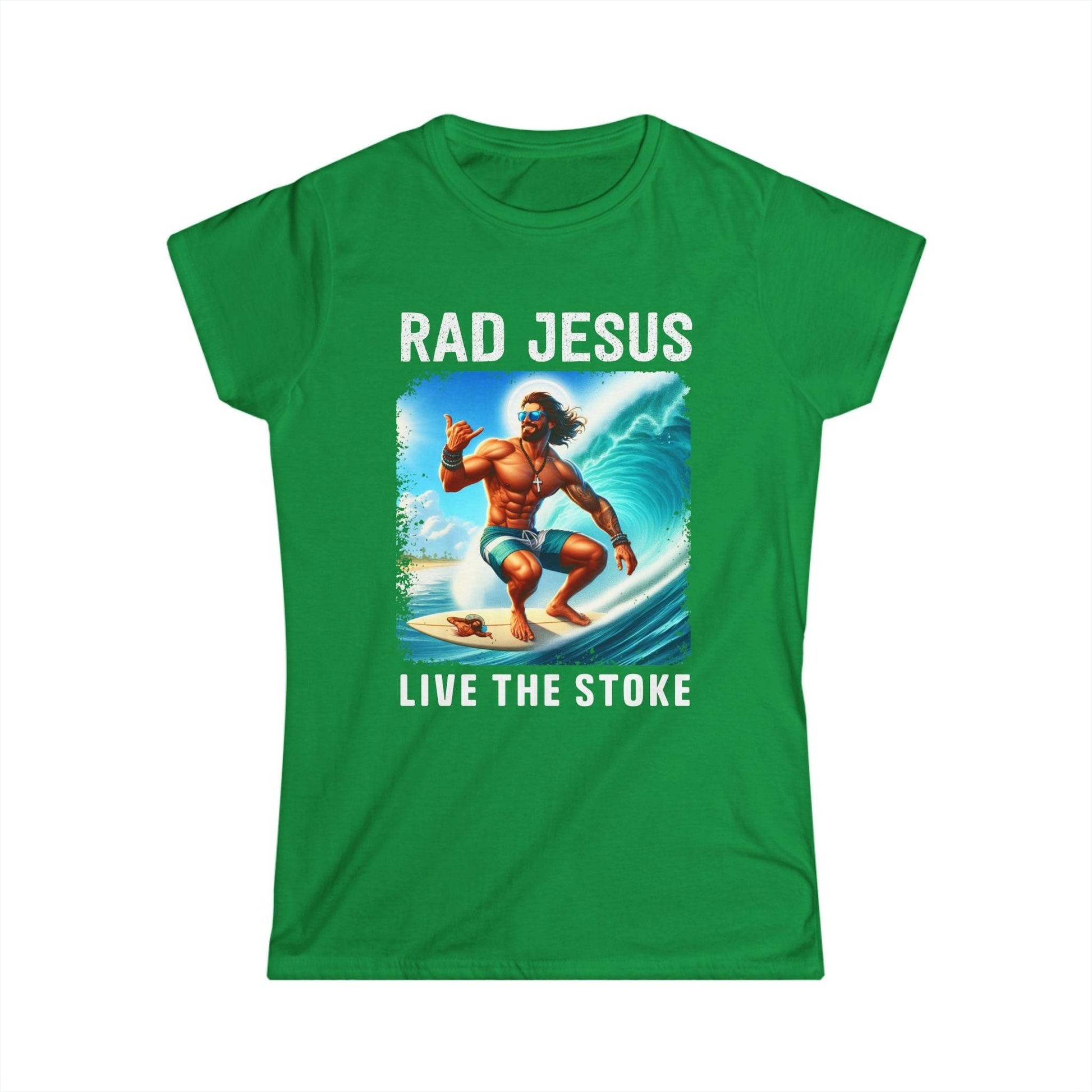 green front print women's surf shirt