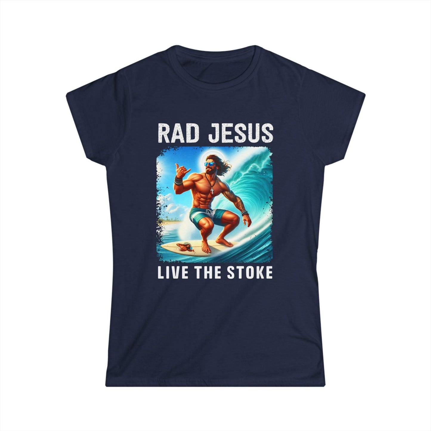navy blue front print women's surf shirt