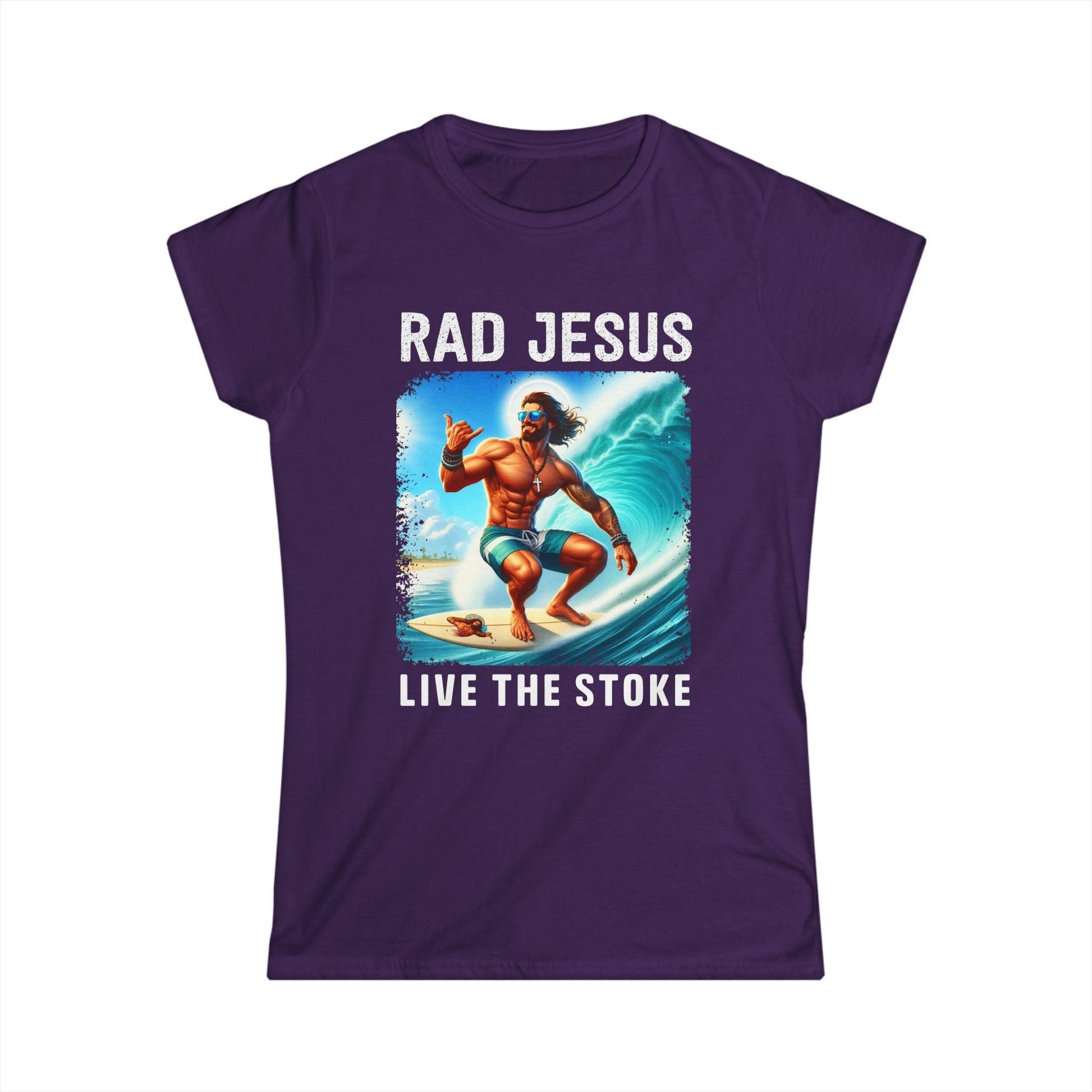 purple front print women's surf shirt
