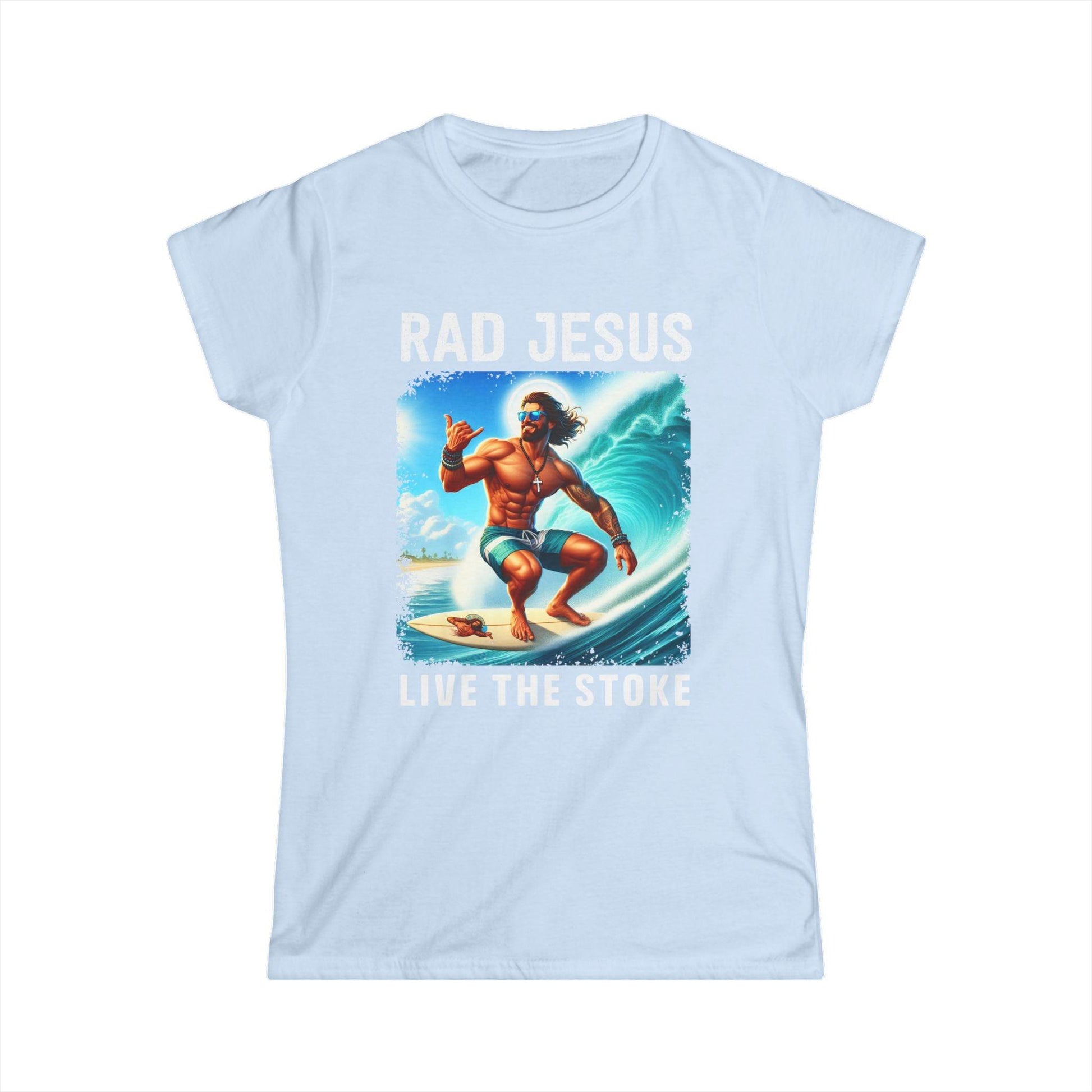 sky blue front print women's surf shirt