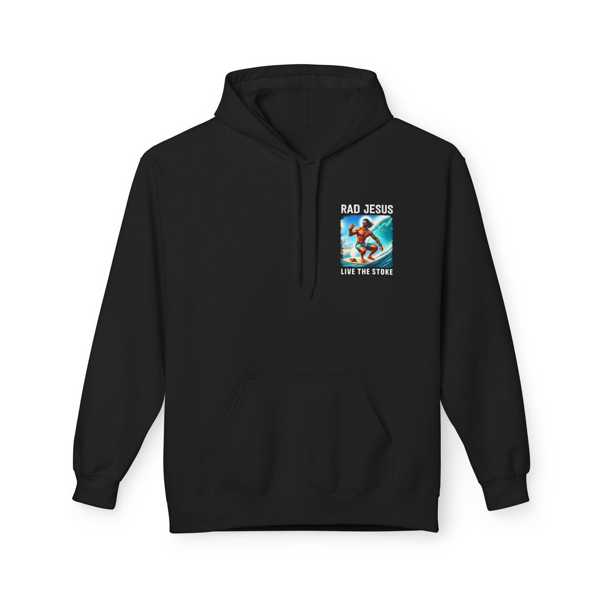 black pocket print surfer hoodie
