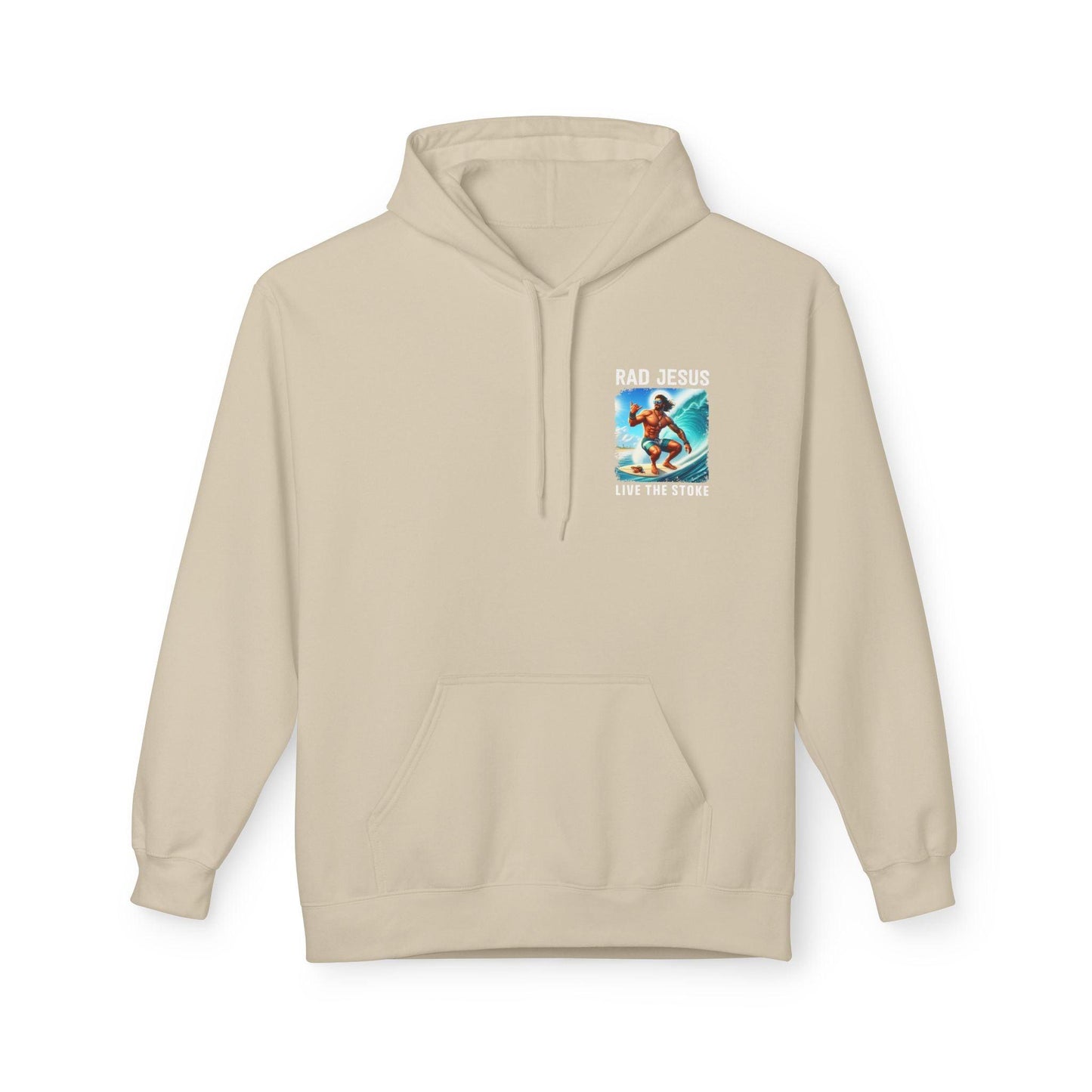 creme pocket print surfer hoodie