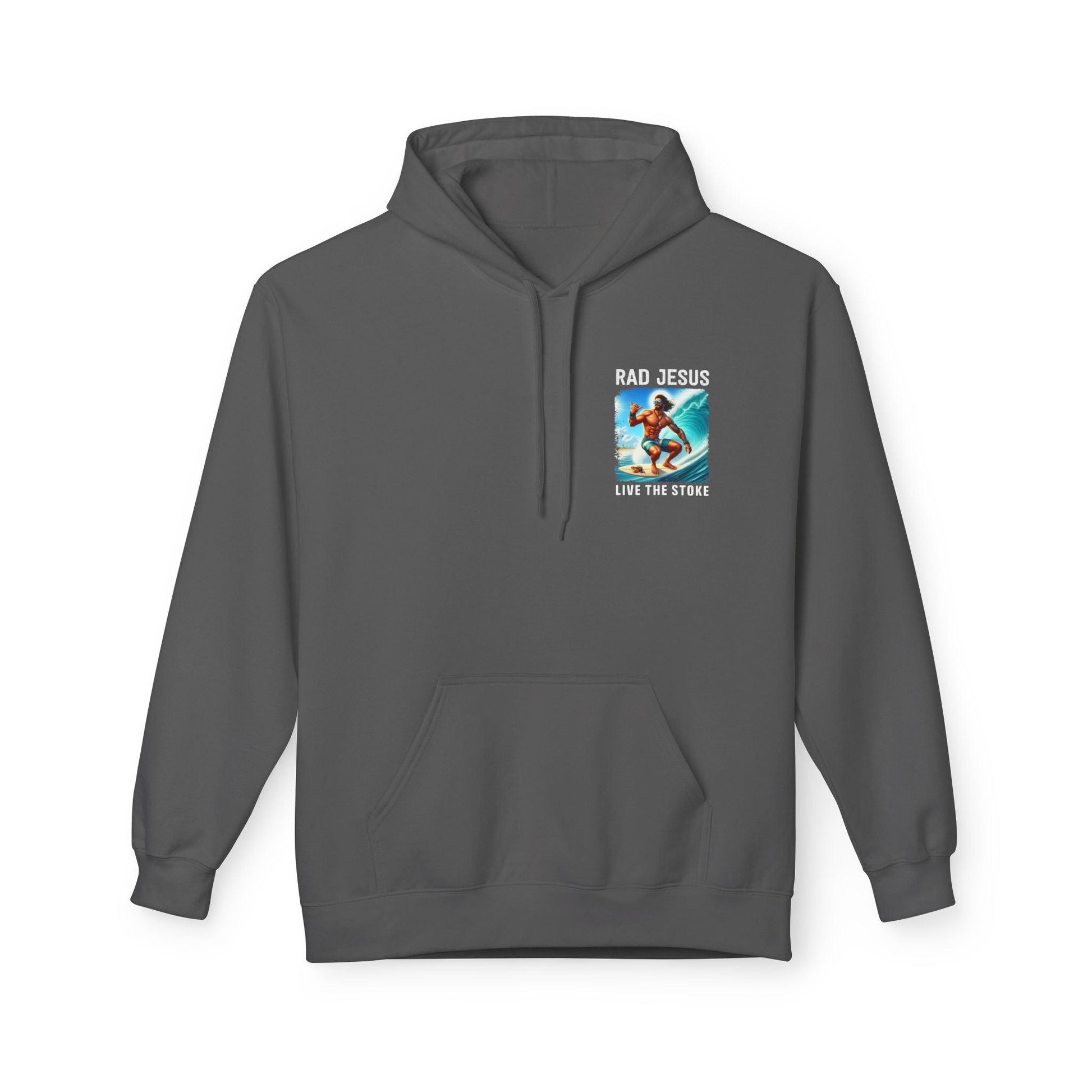 grey pocket print surfer hoodie