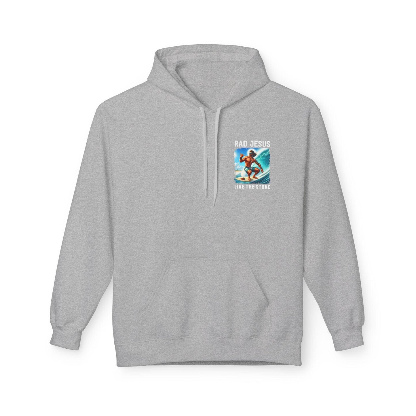 light grey pocket print surfer hoodie