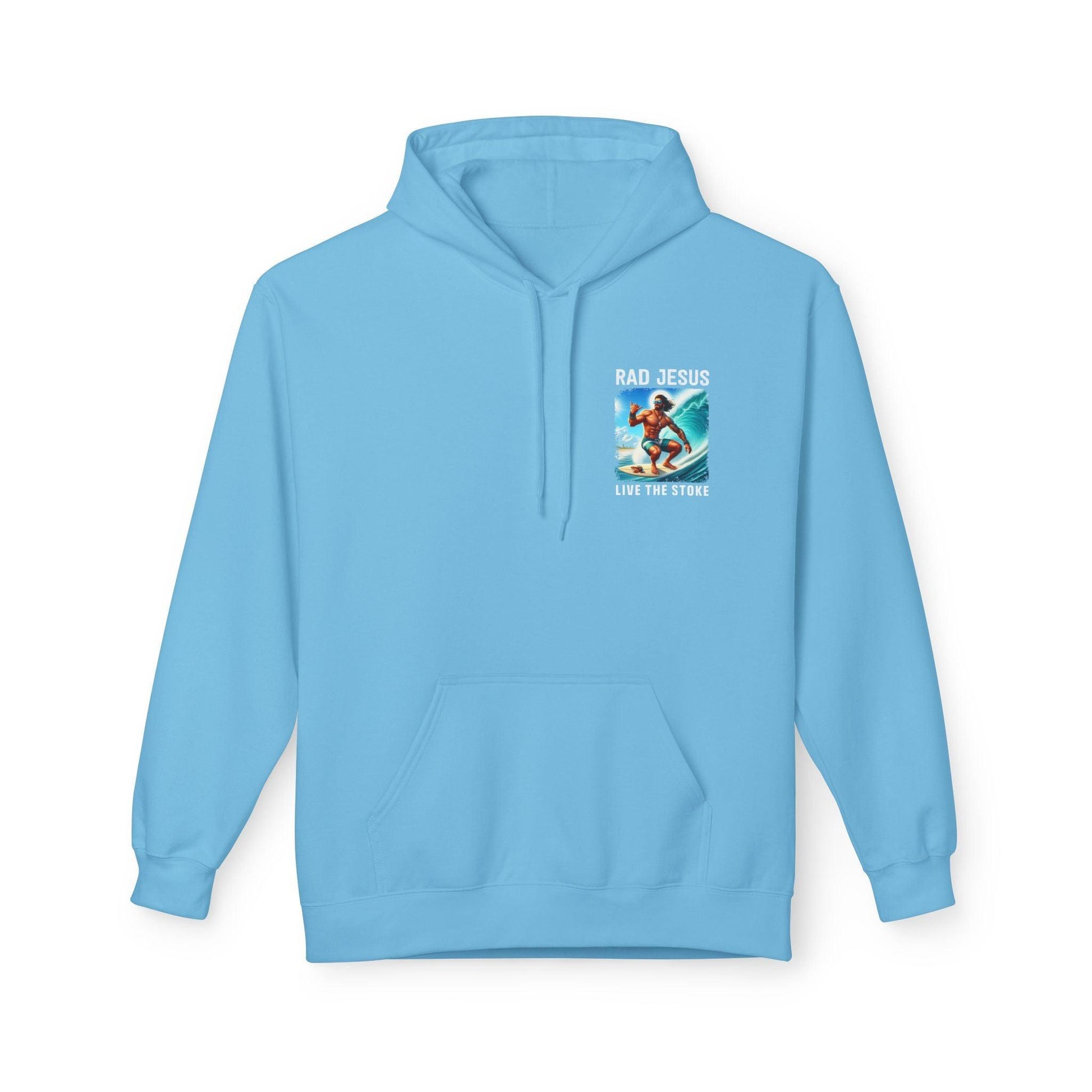 sky blue pocket print surfer hoodie