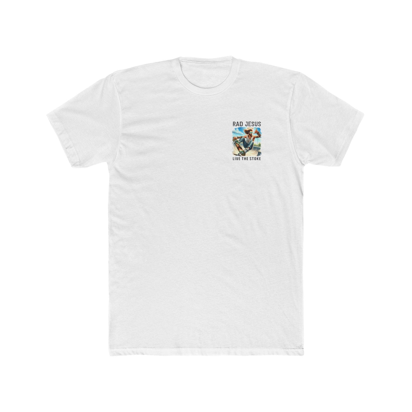 white left chest print skater shirt