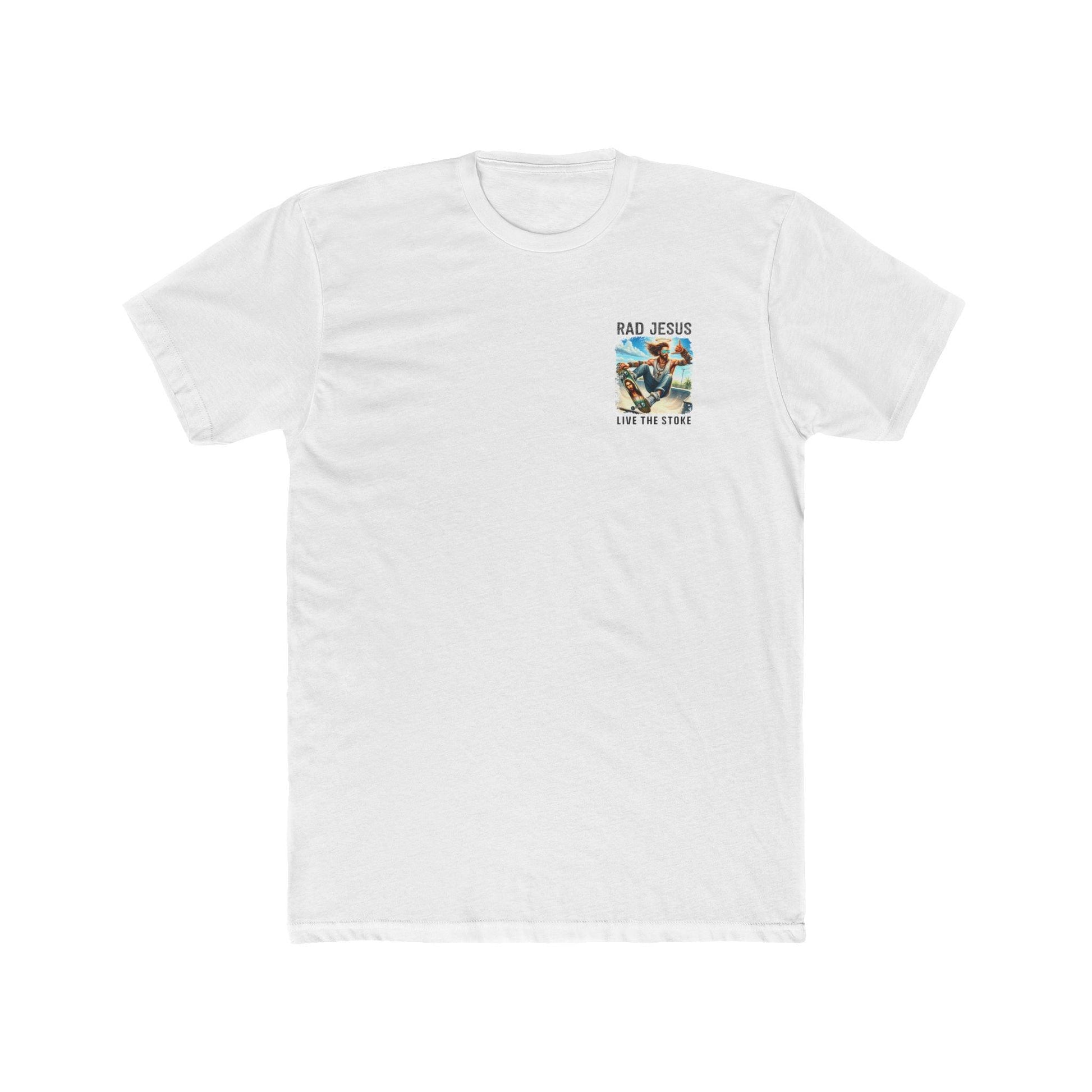 white left chest print skater shirt