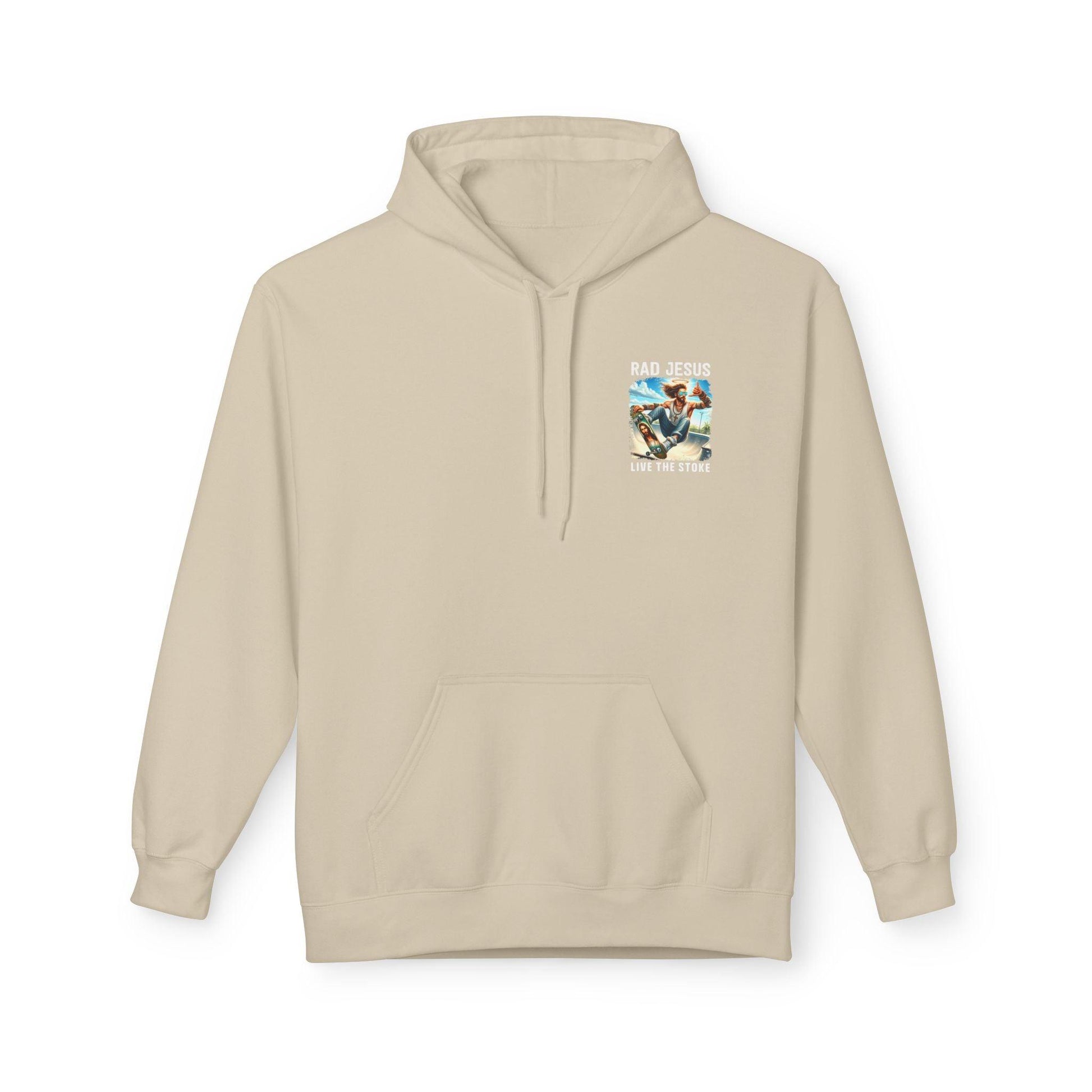 creme pocket print hoodie
