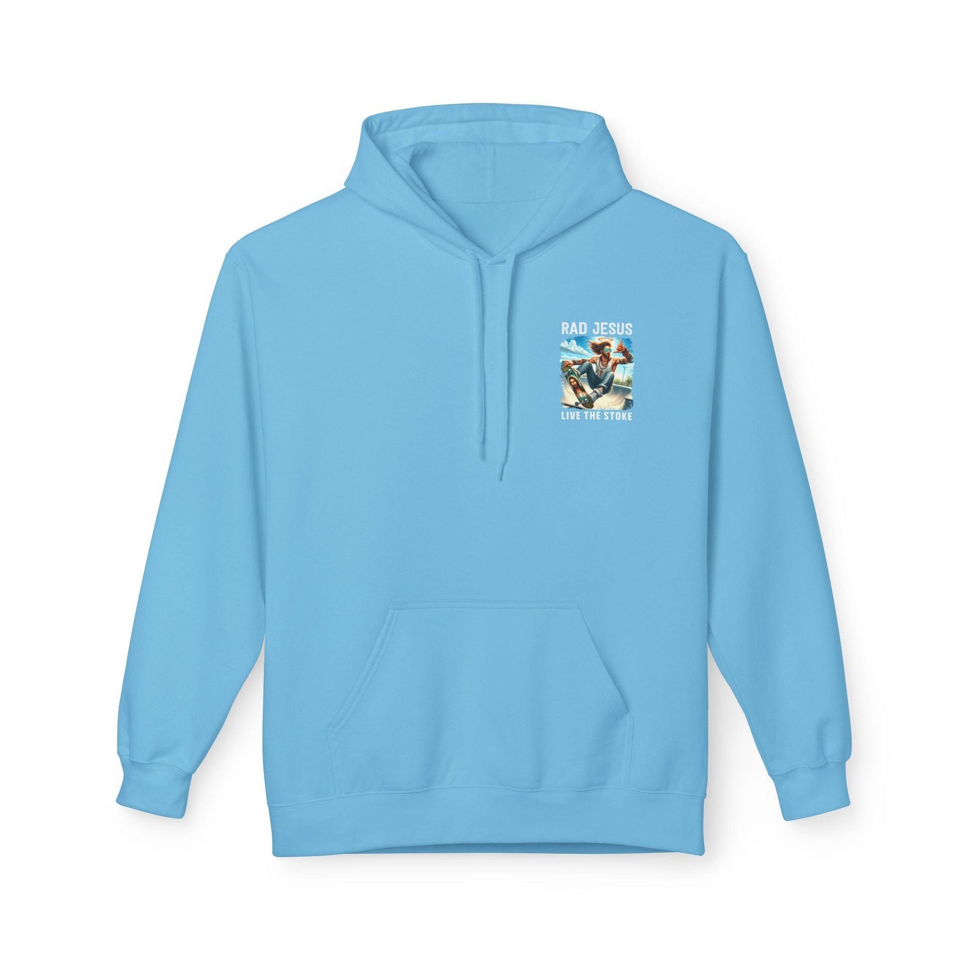 sky blue pocket print hoodie