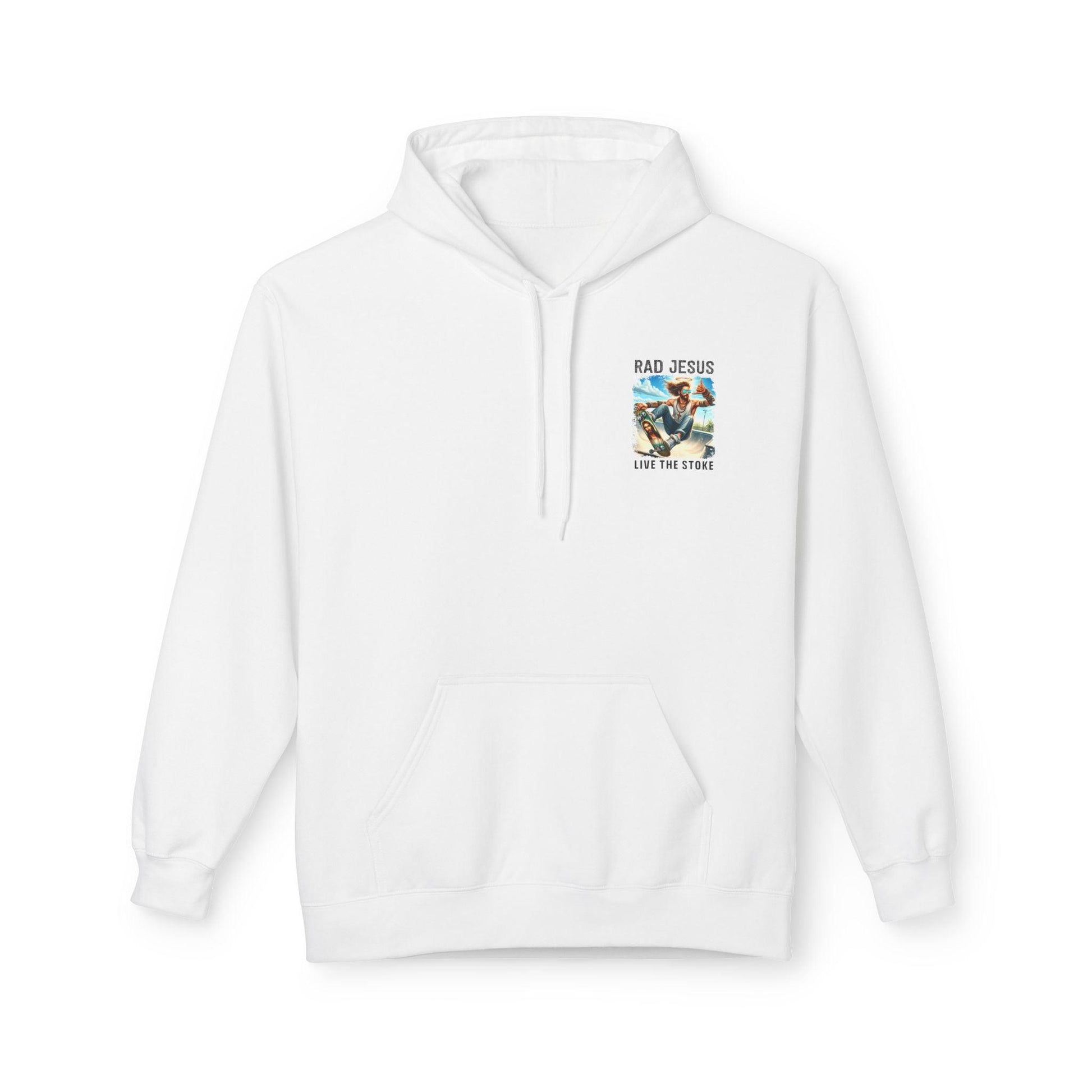 white pocket print hoodie