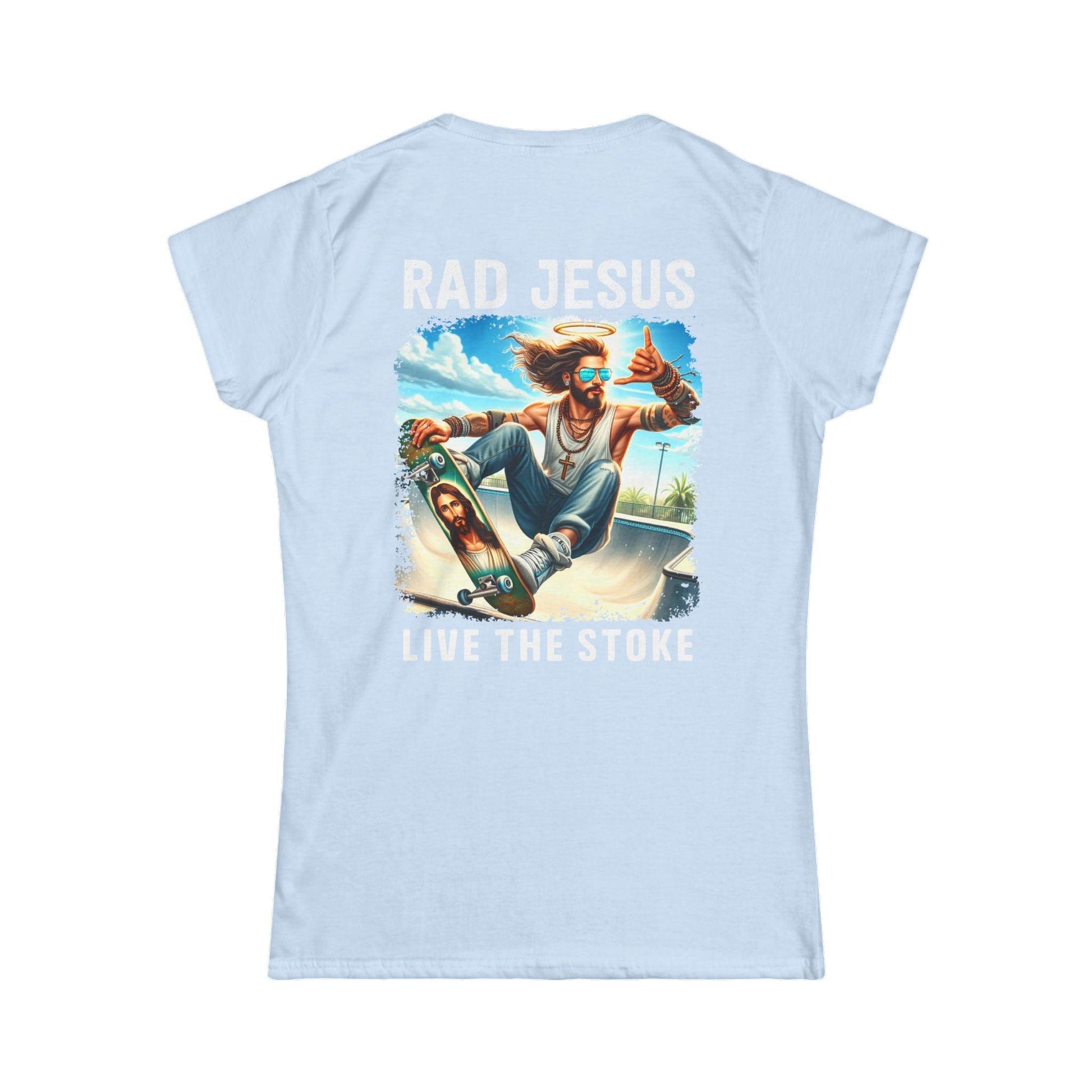 sky blue back print shirt for women