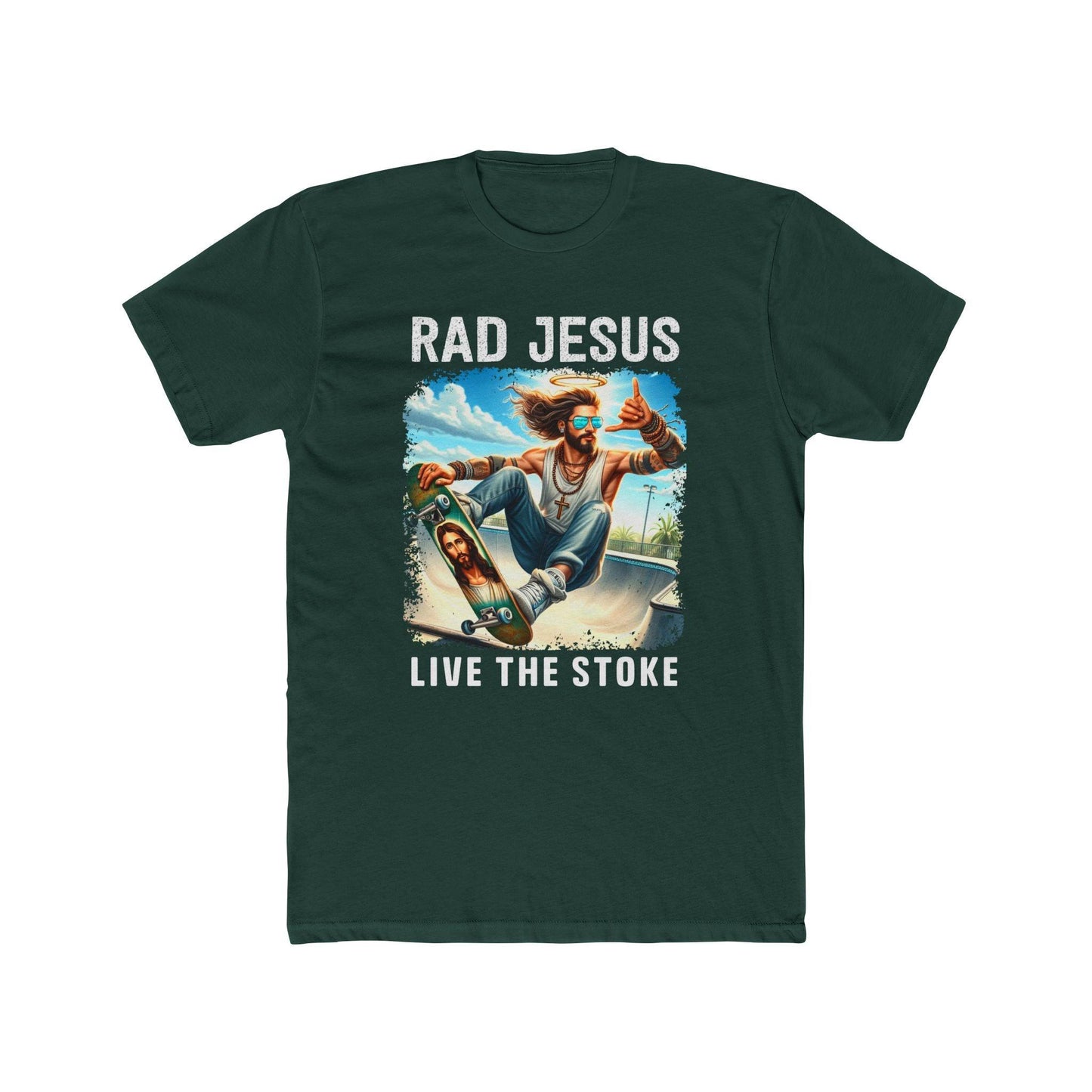 darker green front print skater shirt