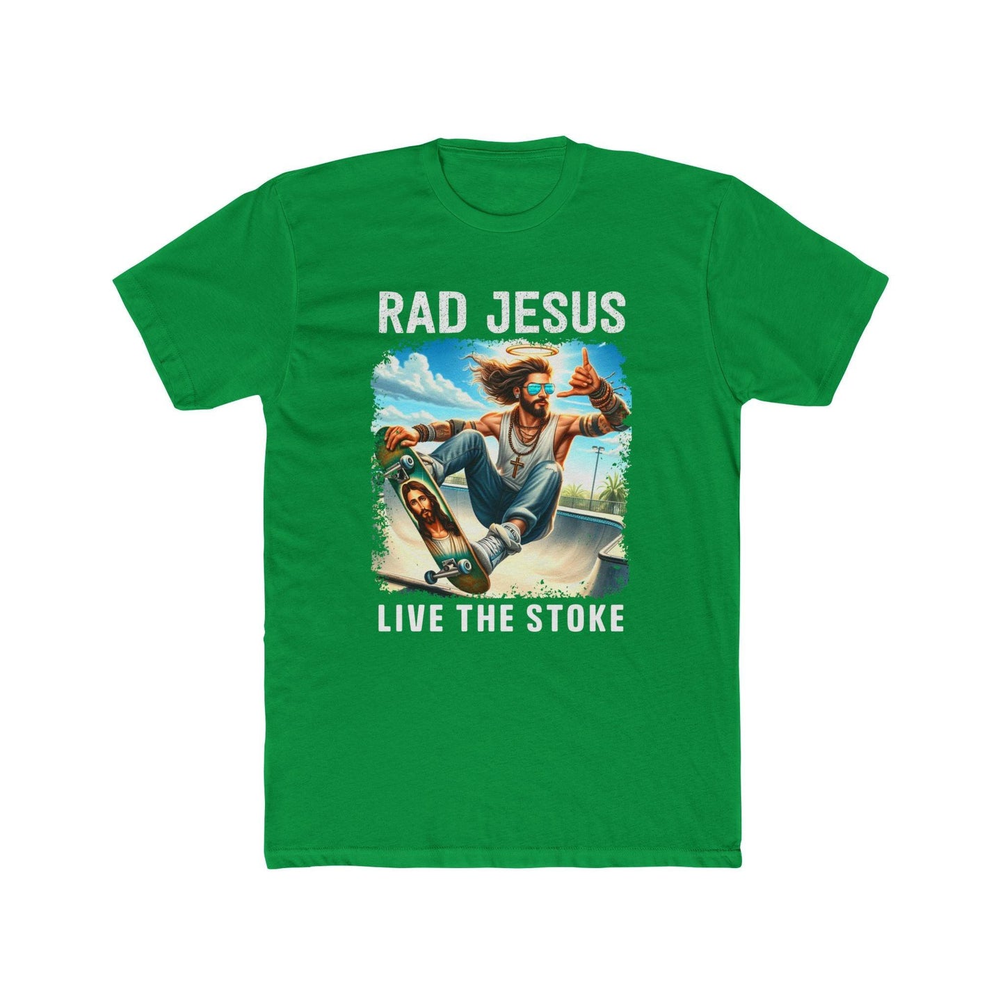 green front print skater shirt