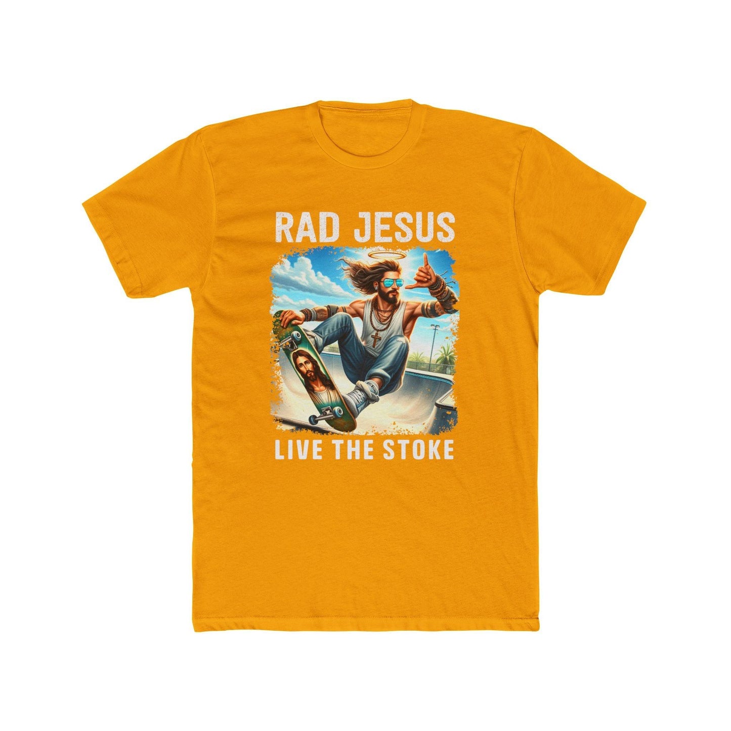 orange front print skater shirt
