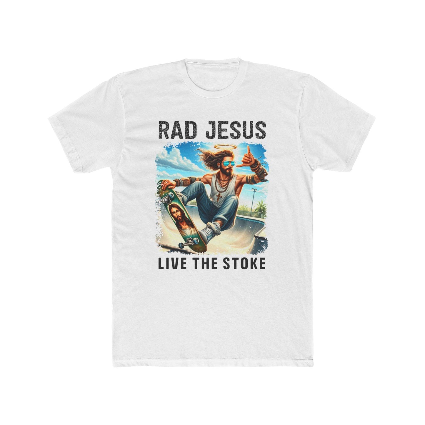 white front print skater shirt