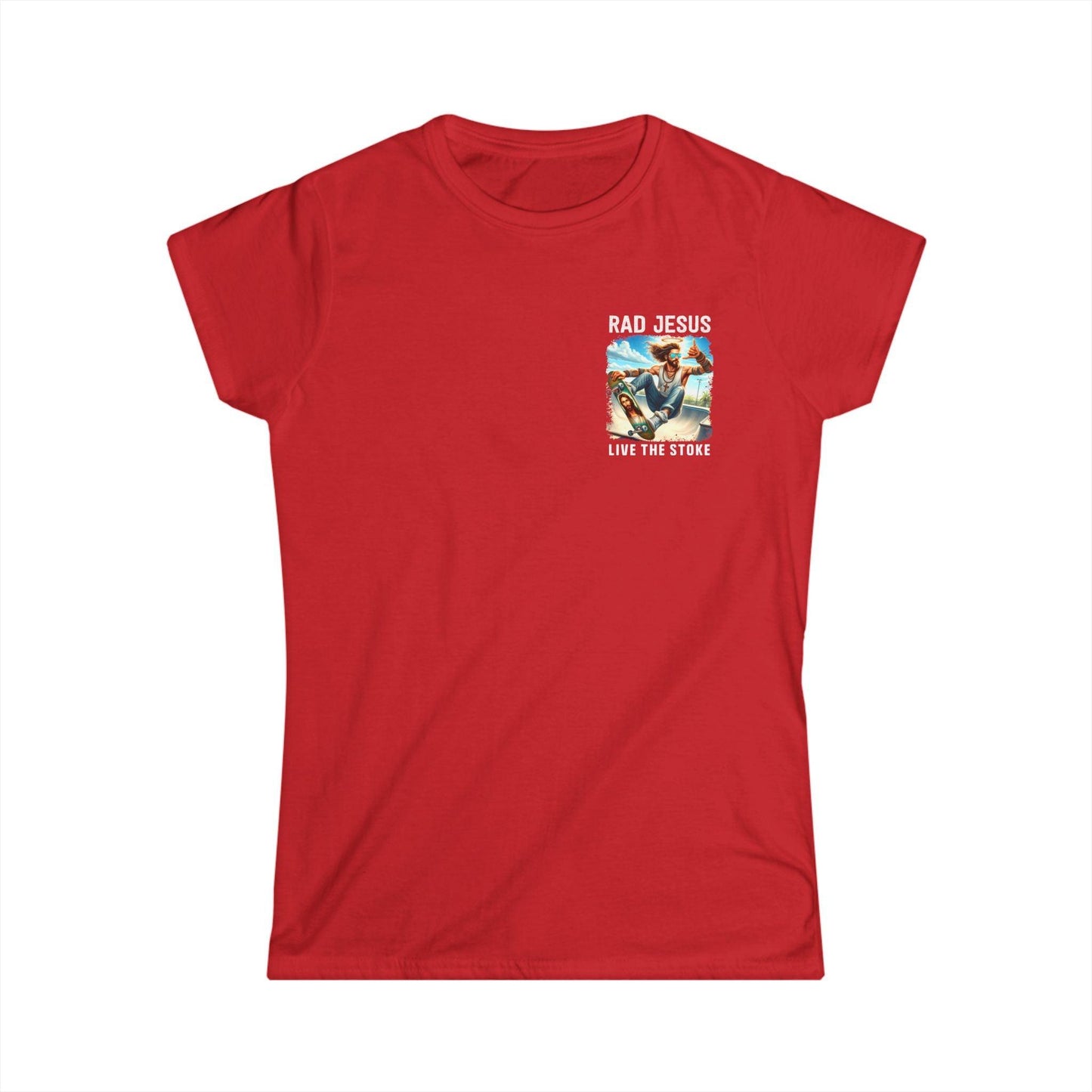 red women's left chest print