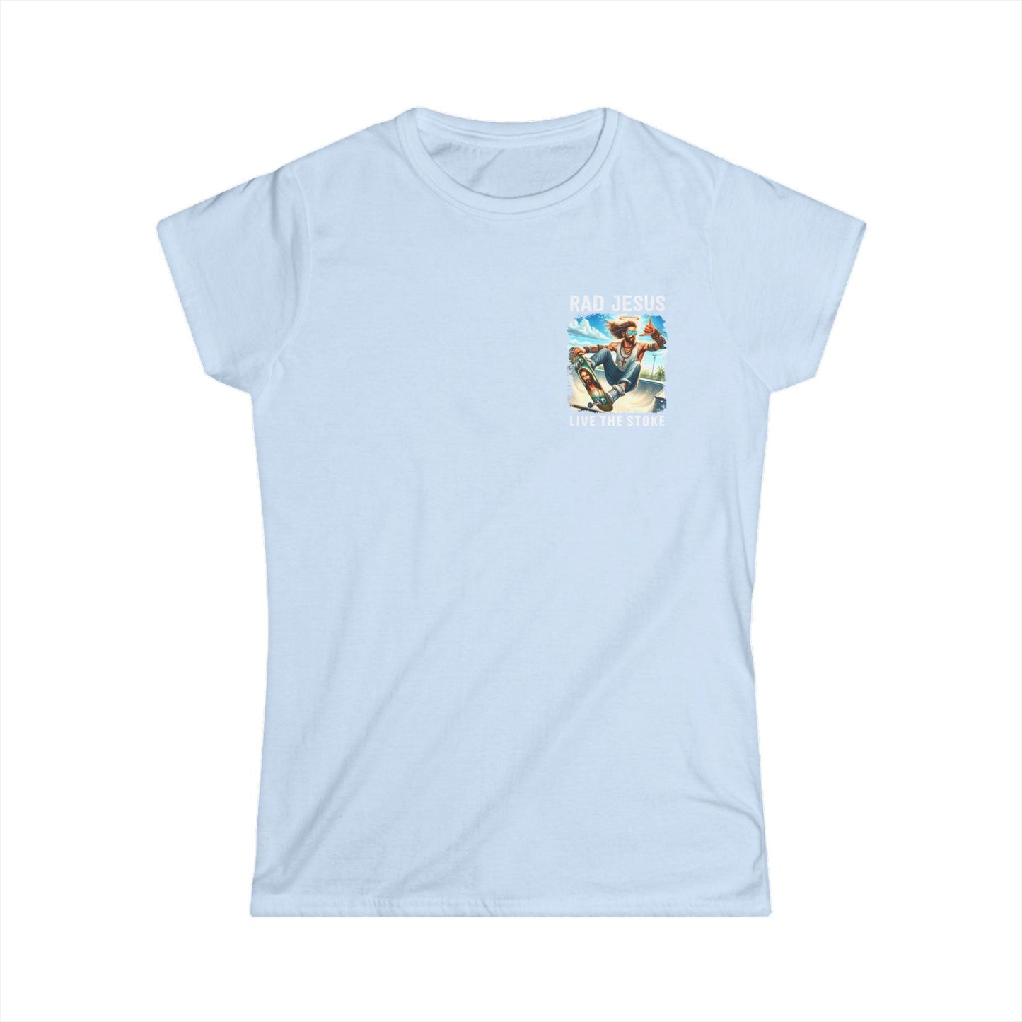 sky blue women's left chest print