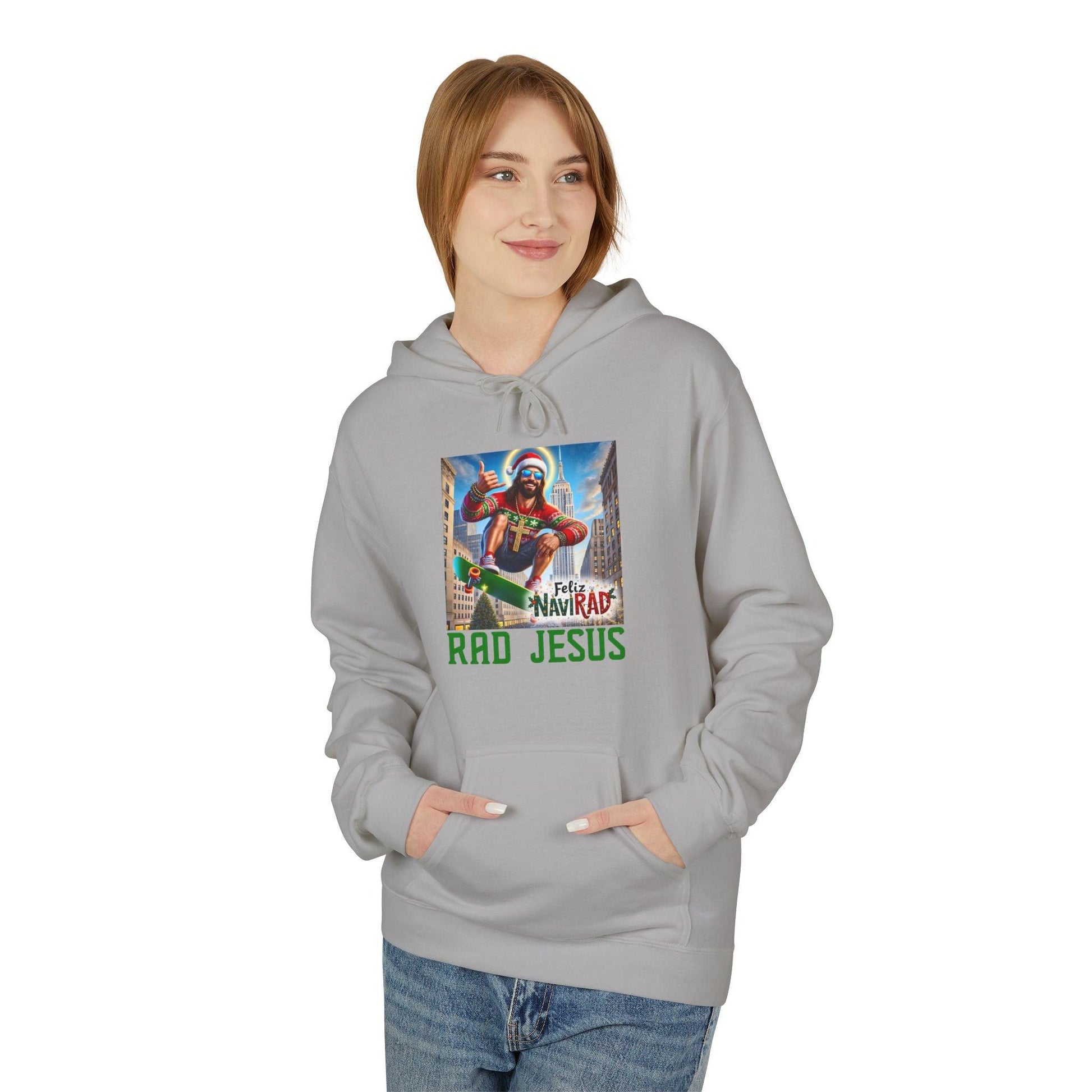 woman wearing grey Feliz NaviRAD hoodie