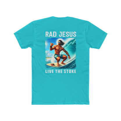 back of aquamarine double sided surf shirt 