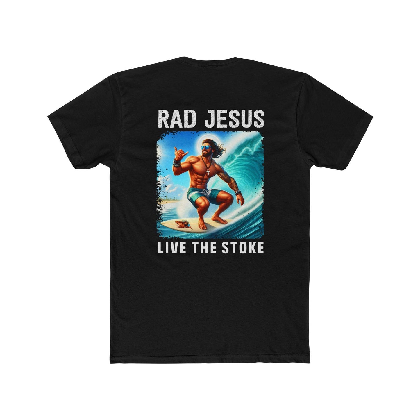back of double sided surf shirt in black 