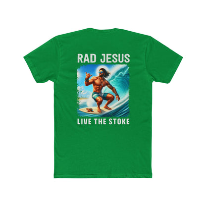 back of green double sided surf shirt 