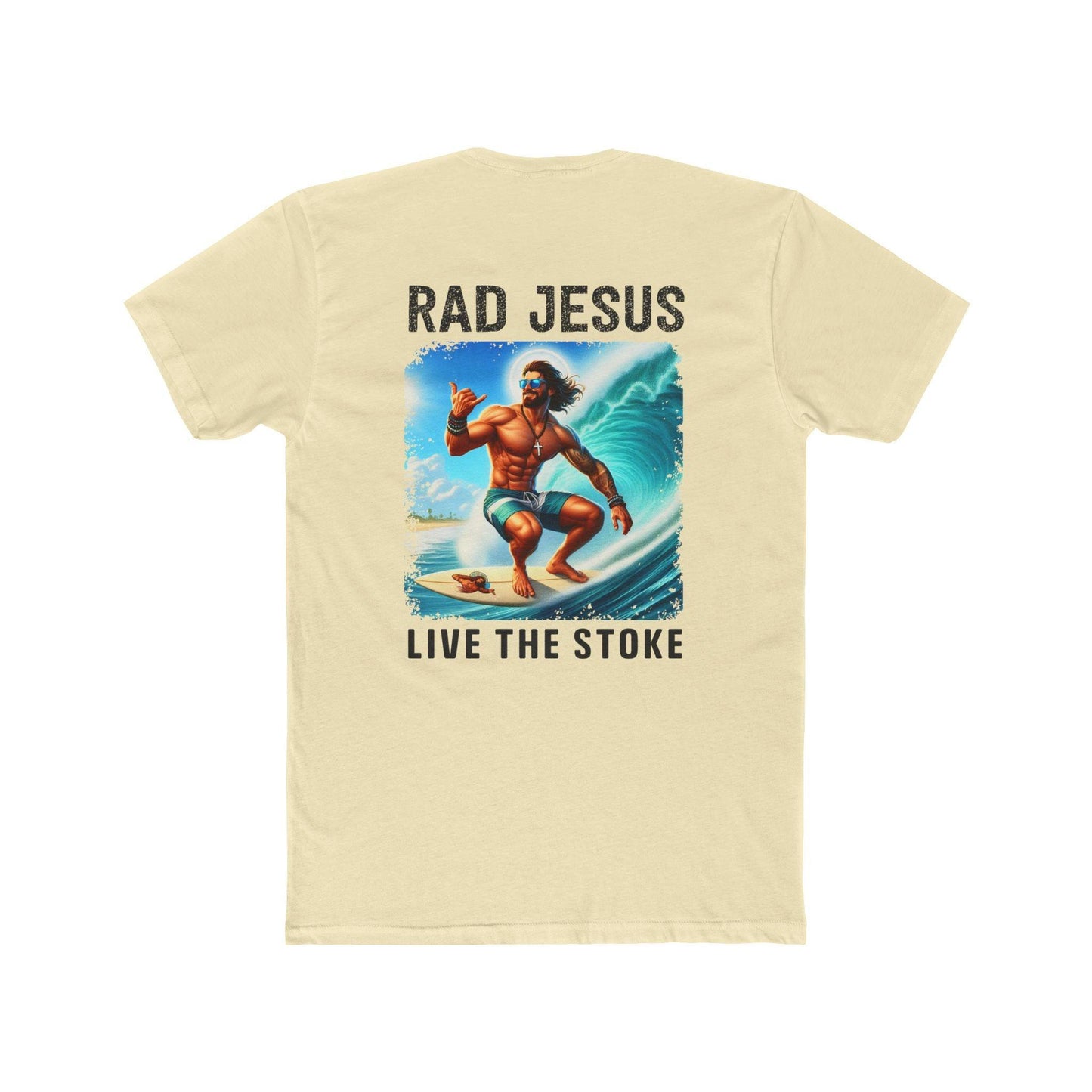back of light yellow double sided surf shirt 