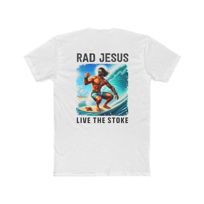 back of white double sided surf shirt 